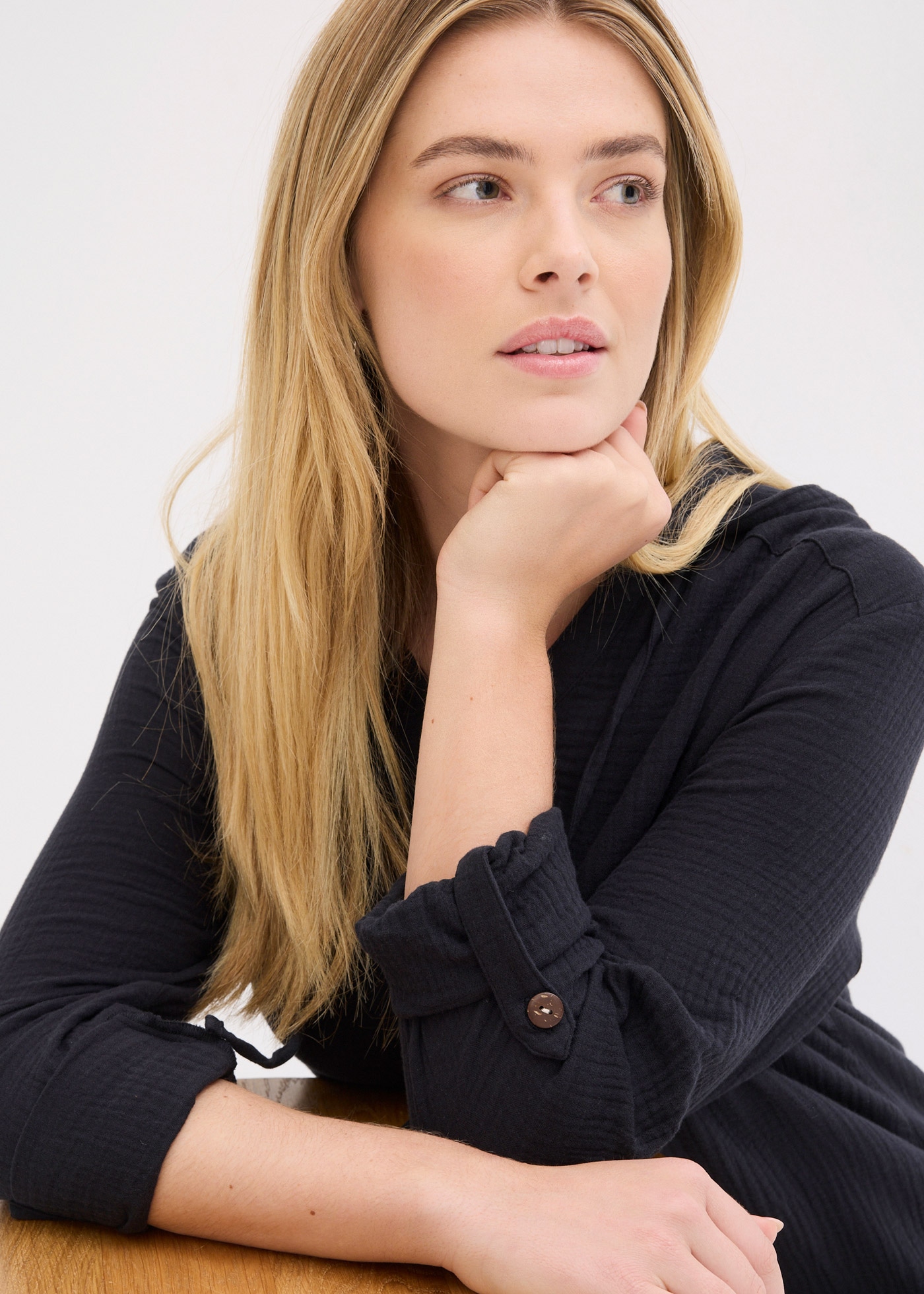 bonprix Schlupfbluse 1 Loose fit, für Frühling und Sommer, aus Baumwolle, Musselin-Tunika