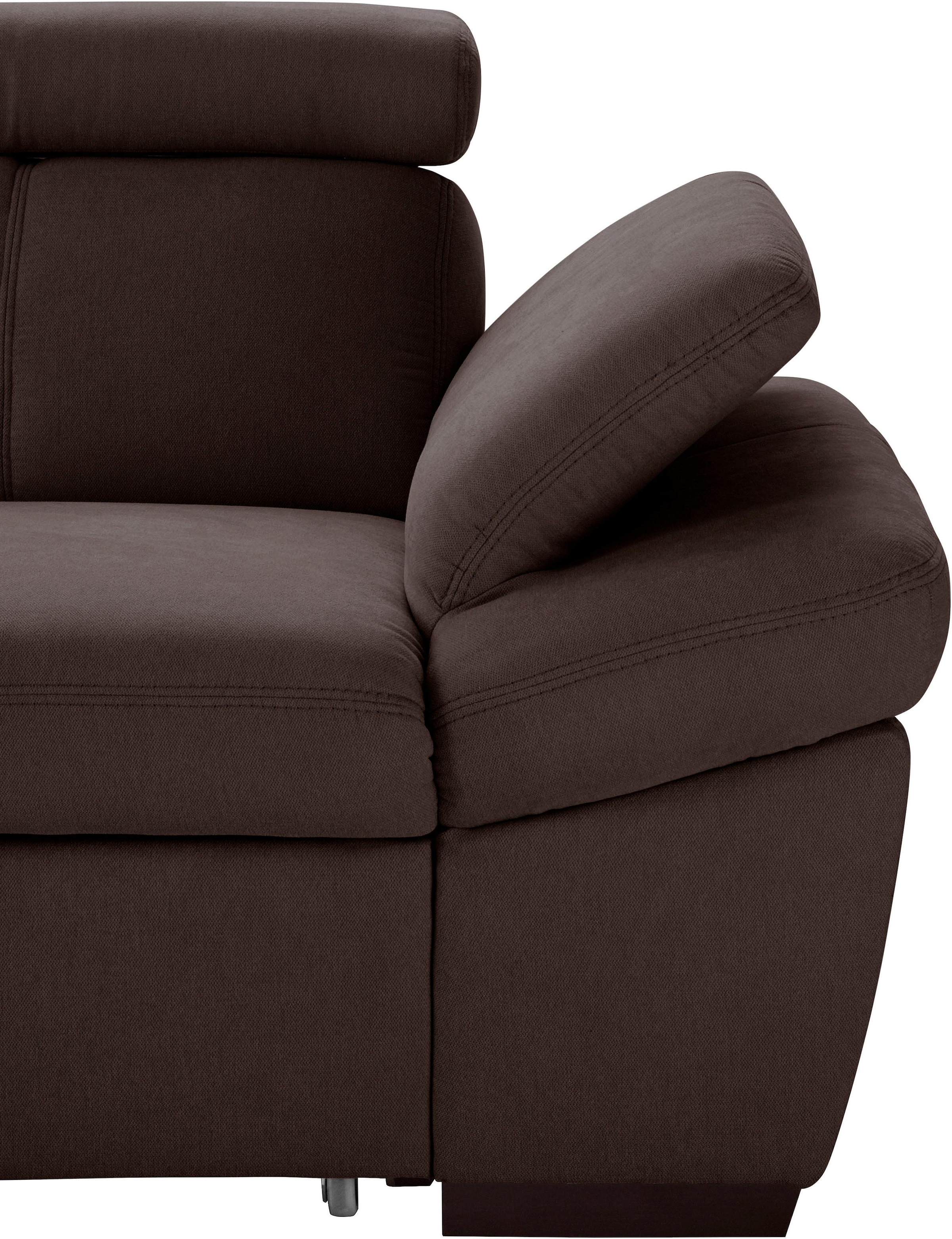 exxpo - sofa fashion Ecksofa »Salerno, inkl. Kopf- und Armteilverstellung, elegant & bequem, L-Form«, wahlweise mit Bettfunktion und Bettkasten, tolle Detailverarbeitung