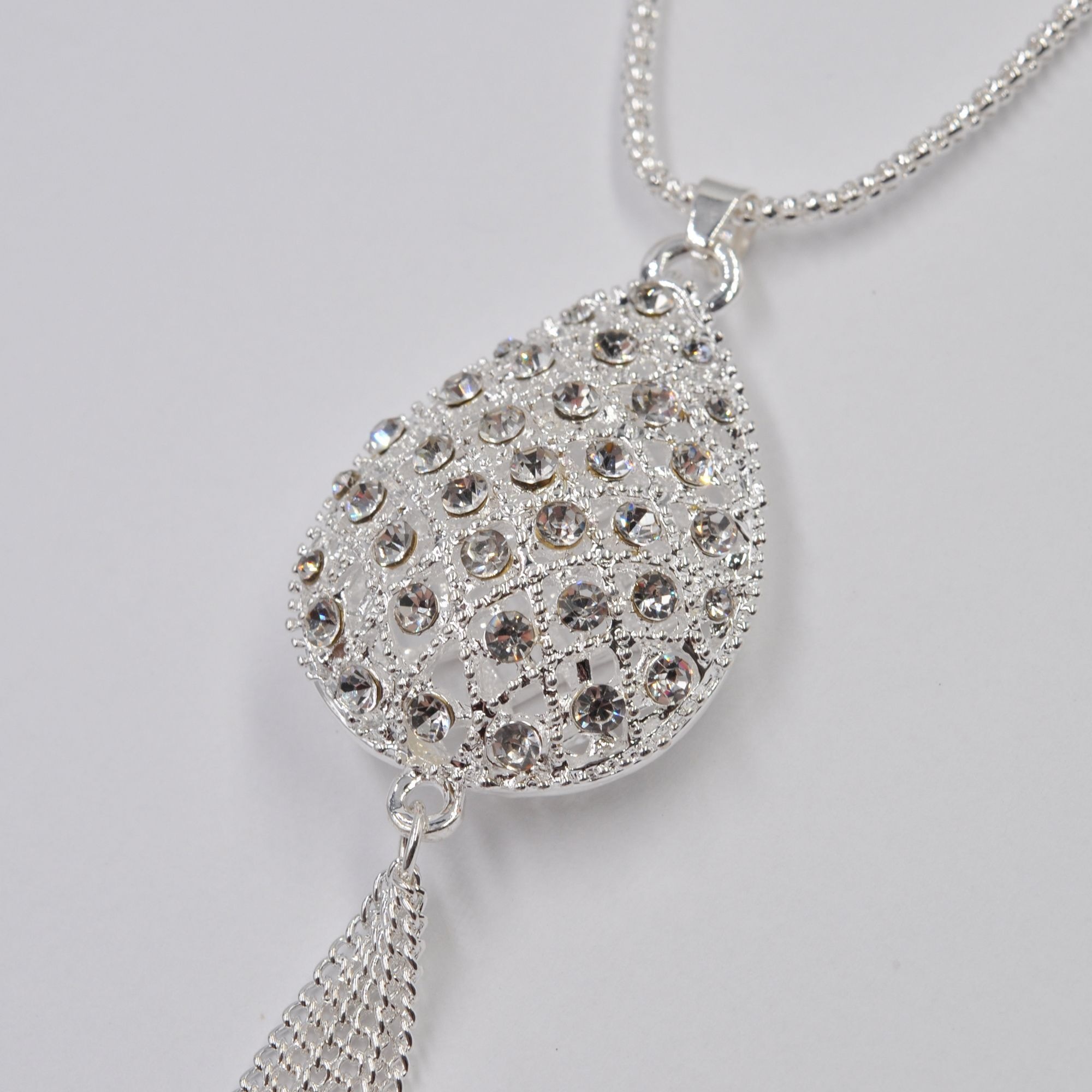 Steuer Kette mit Anhänger »Metal Diamantiert Glasstein weiß«