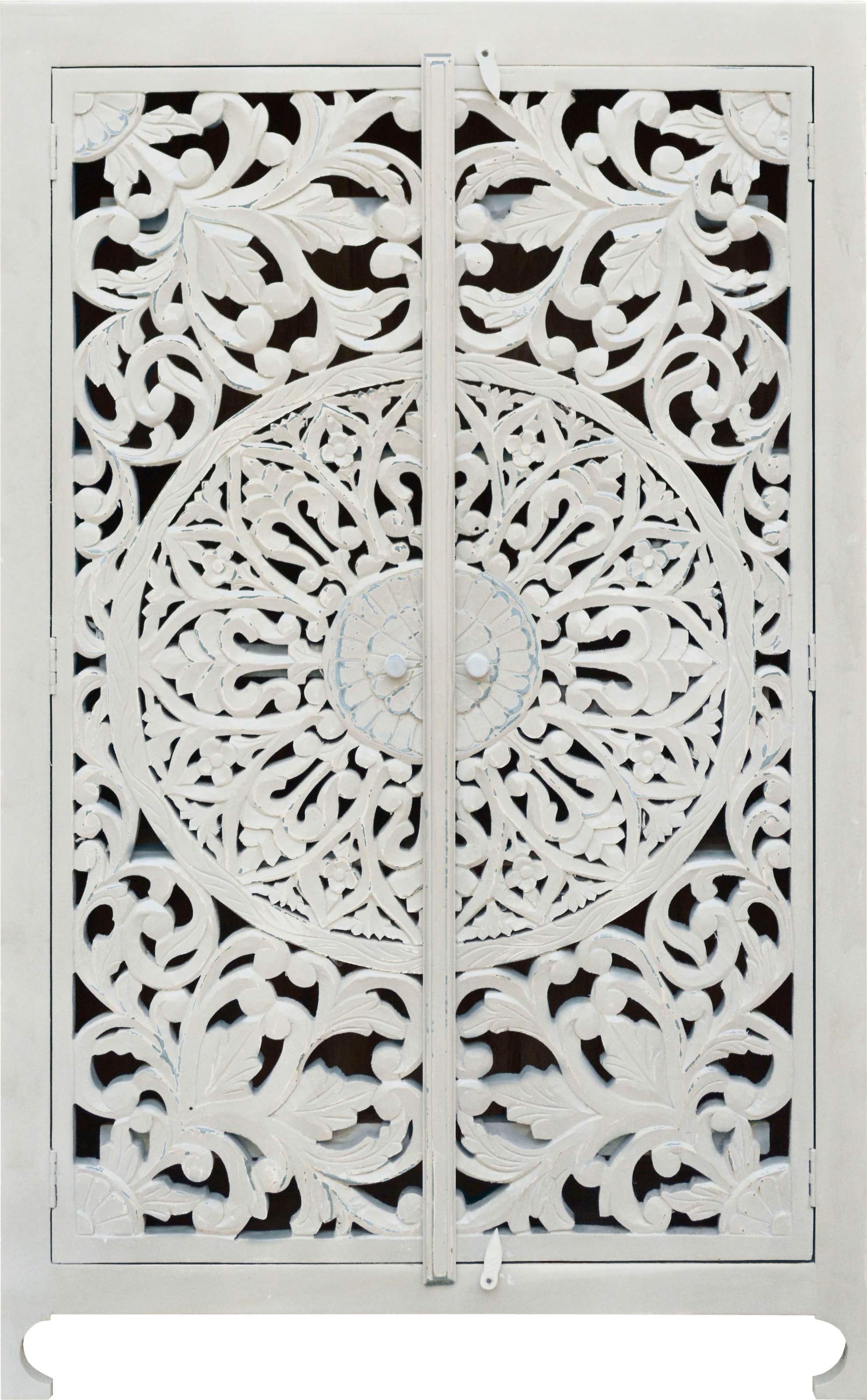 OTTO home Stauraumschrank "Kenmare" Mangoholz, dekorative Schnitzereien, Br günstig online kaufen