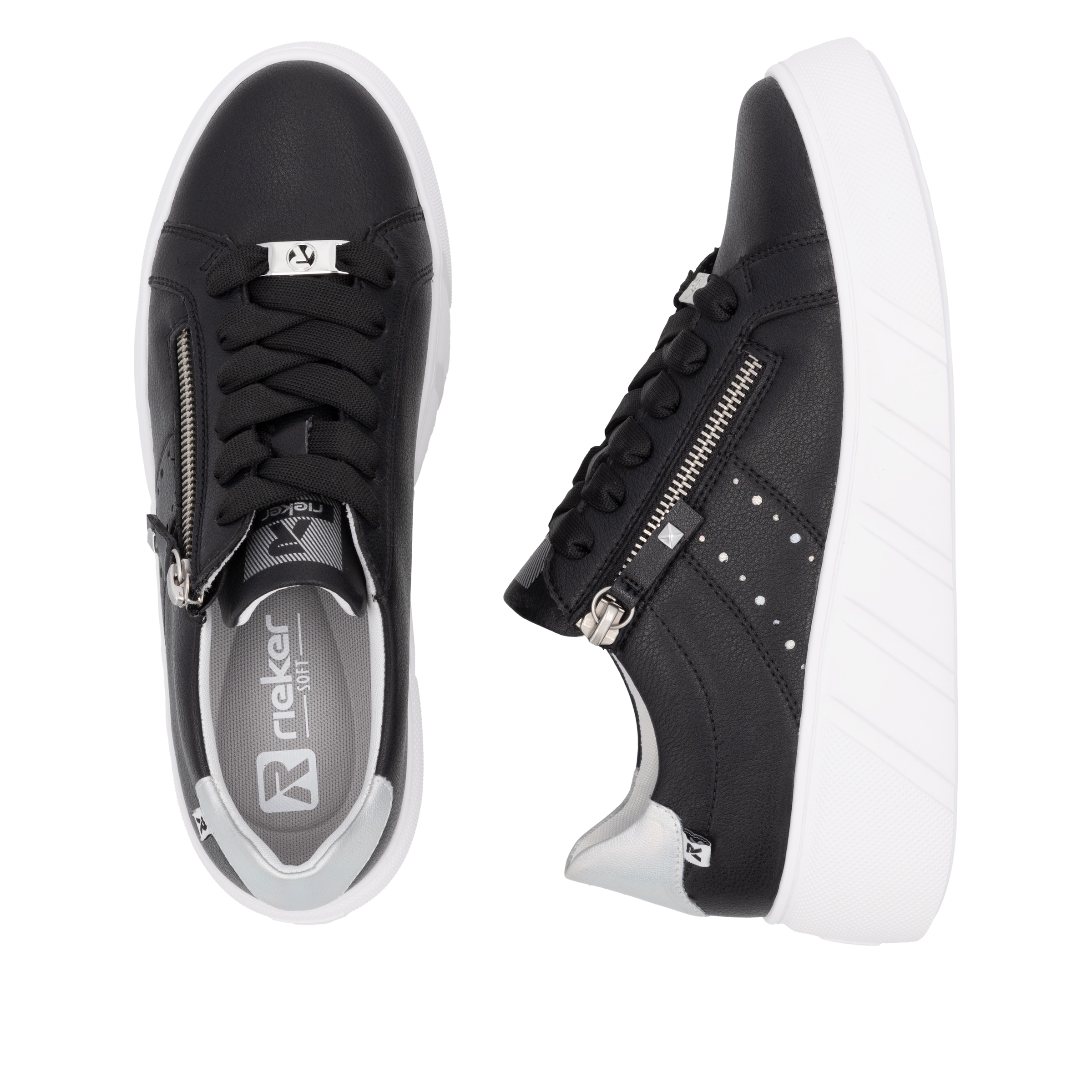 RIEKER Sport Plateausneaker, Freizeitschuh, Halbschuh, Schnürschuh mit seitlicher Perforation