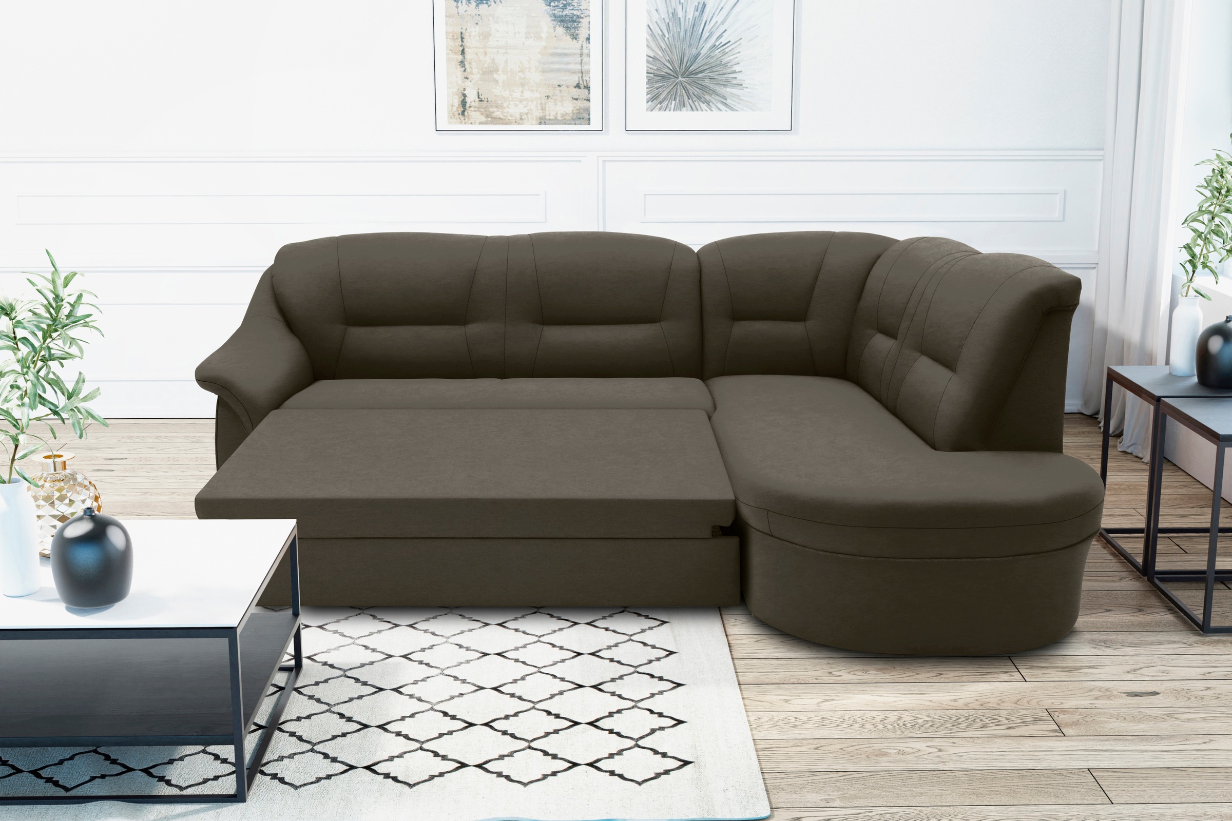 DOMO collection Ecksofa "Faenza für kleine Räume, Stellmaße 232x176cm, komf günstig online kaufen
