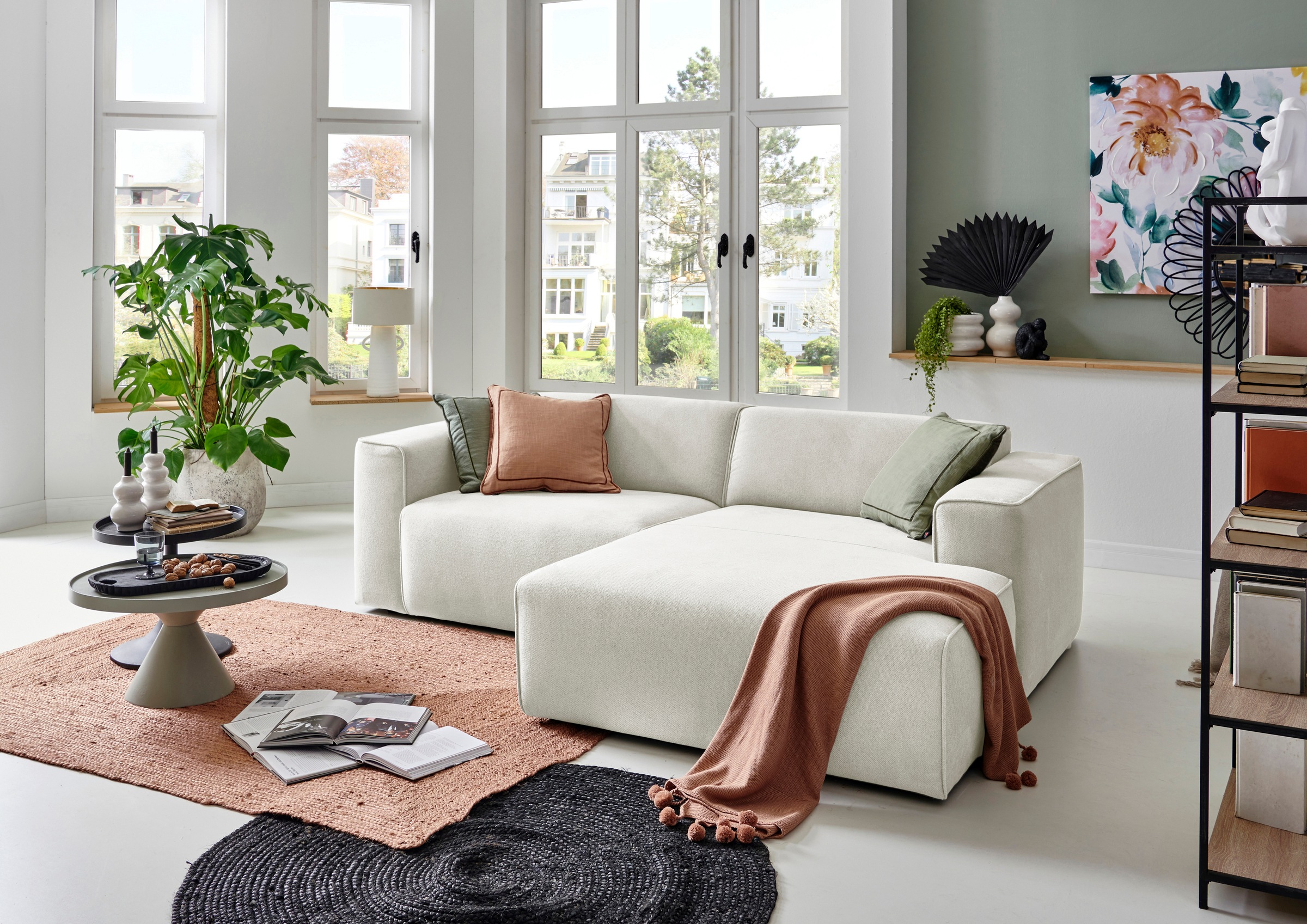 andas Ecksofa »Noord«, mit Kedernaht, Breite 234 cm, Cord, Struktur, Webstoff