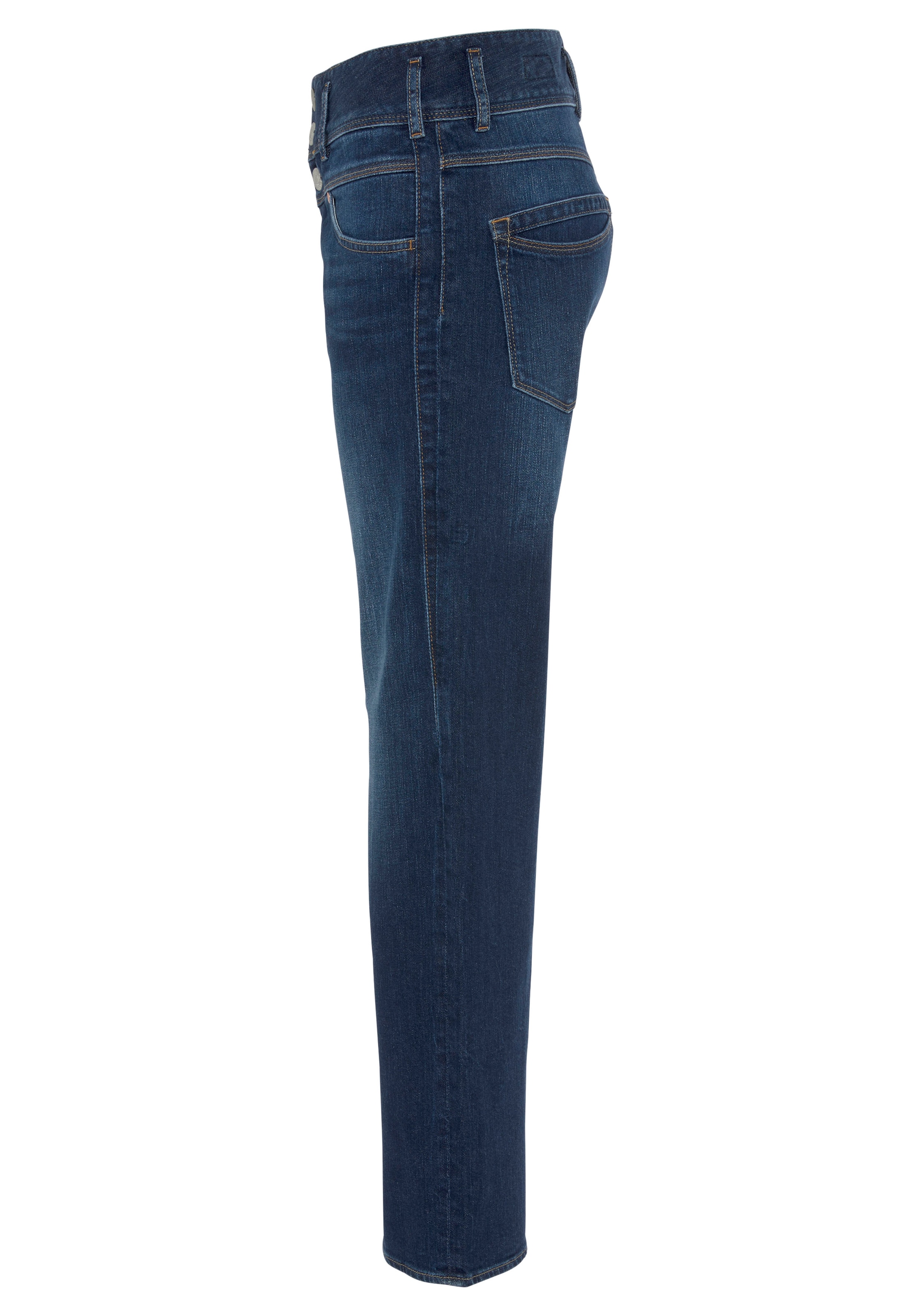 Straight-Jeans BAUR streckende seitlichen Wirkung für | Herrlicher für mit »RAYA«, eine Keileinsätzen bestellen