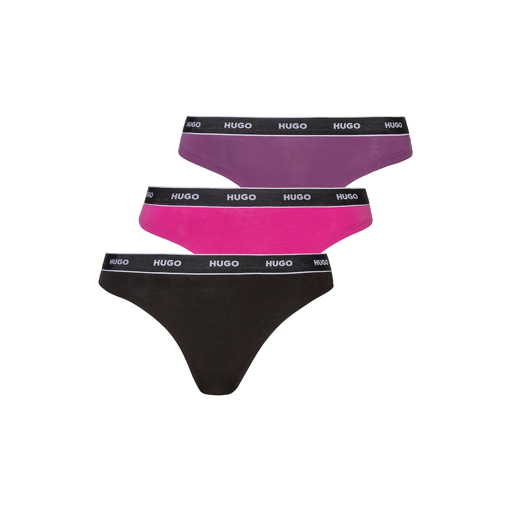 HUGO Underwear T-String, (Packung, 3 St.), mit Logo-Wäschebund