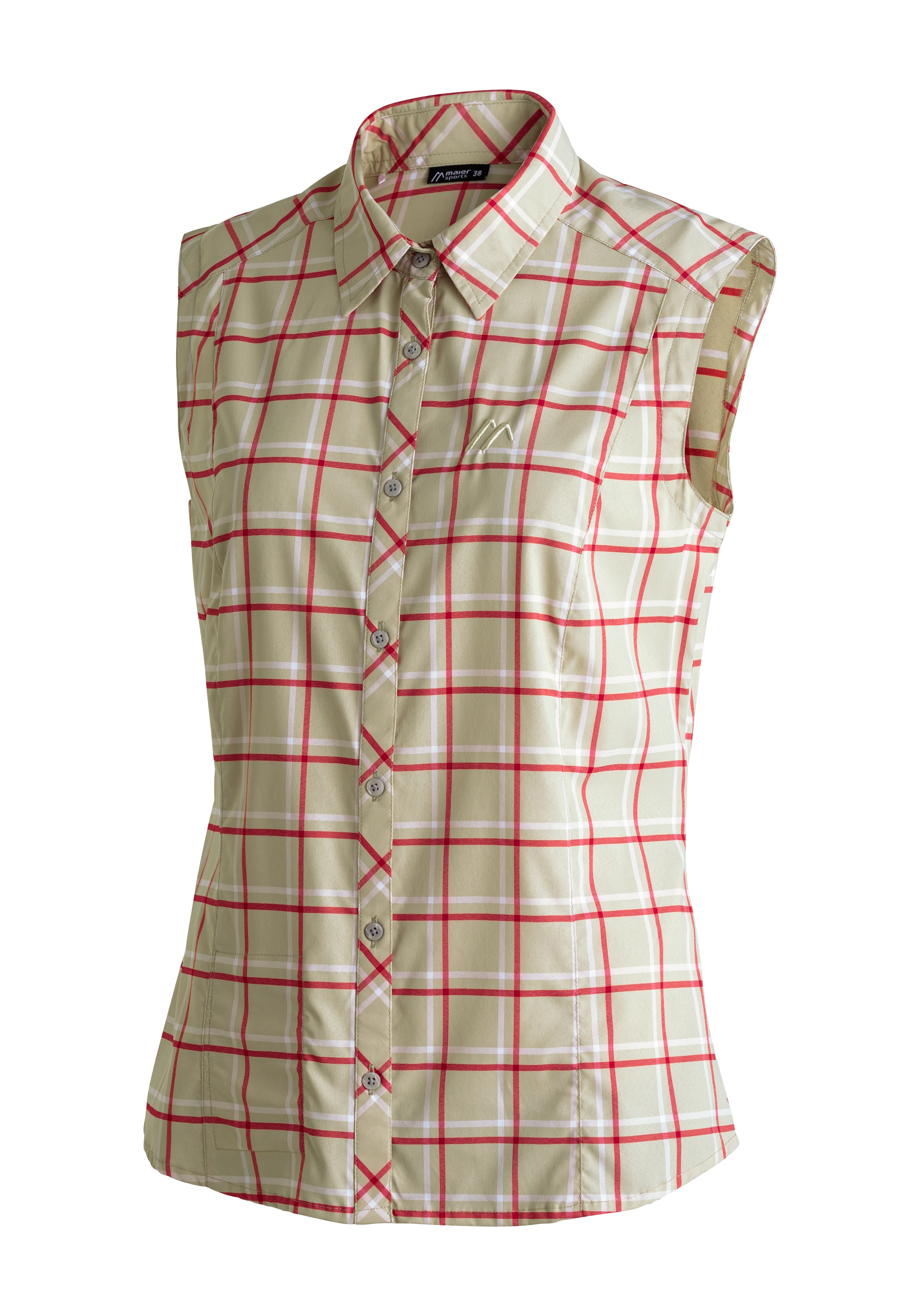 Maier Sports "Sana sleeveless" ärmellose Damen Bluse, sommerliches Blusen-Shirt, Karobluse, Reg. Fit