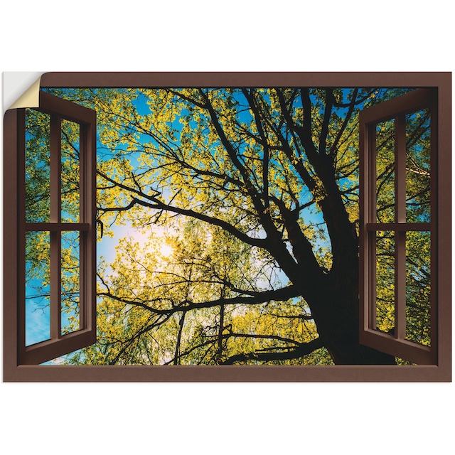 Artland Wandbild »Fensterblick Frühlingssonne Baumkrone«, Baumbilder, (1 St.),  als Alubild, Leinwandbild, Wandaufkleber oder Poster in versch. Größen  kaufen | BAUR