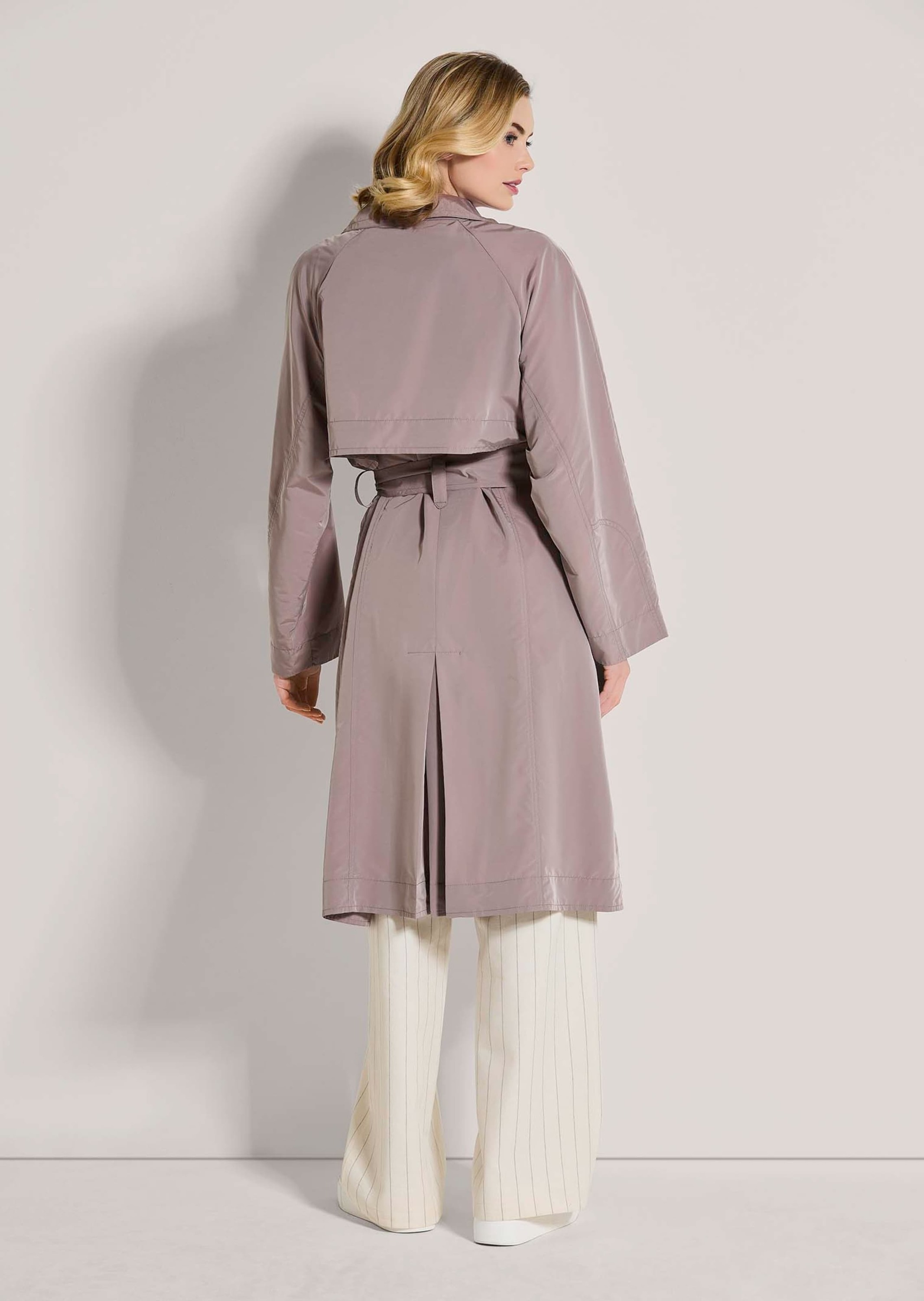 Trenchcoat MADELEINE "Trenchcoat Zweireihiger Trenchcoat", Damen, Gr. 42, rosa (mauve), Obermaterial: 100% Polyester PES., Modern, normal, Mäntel 3