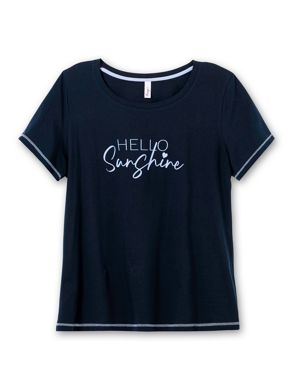 Sheego T-Shirt BAUR tailliert leicht mit »Große | für bestellen Größen«, Wordingprint