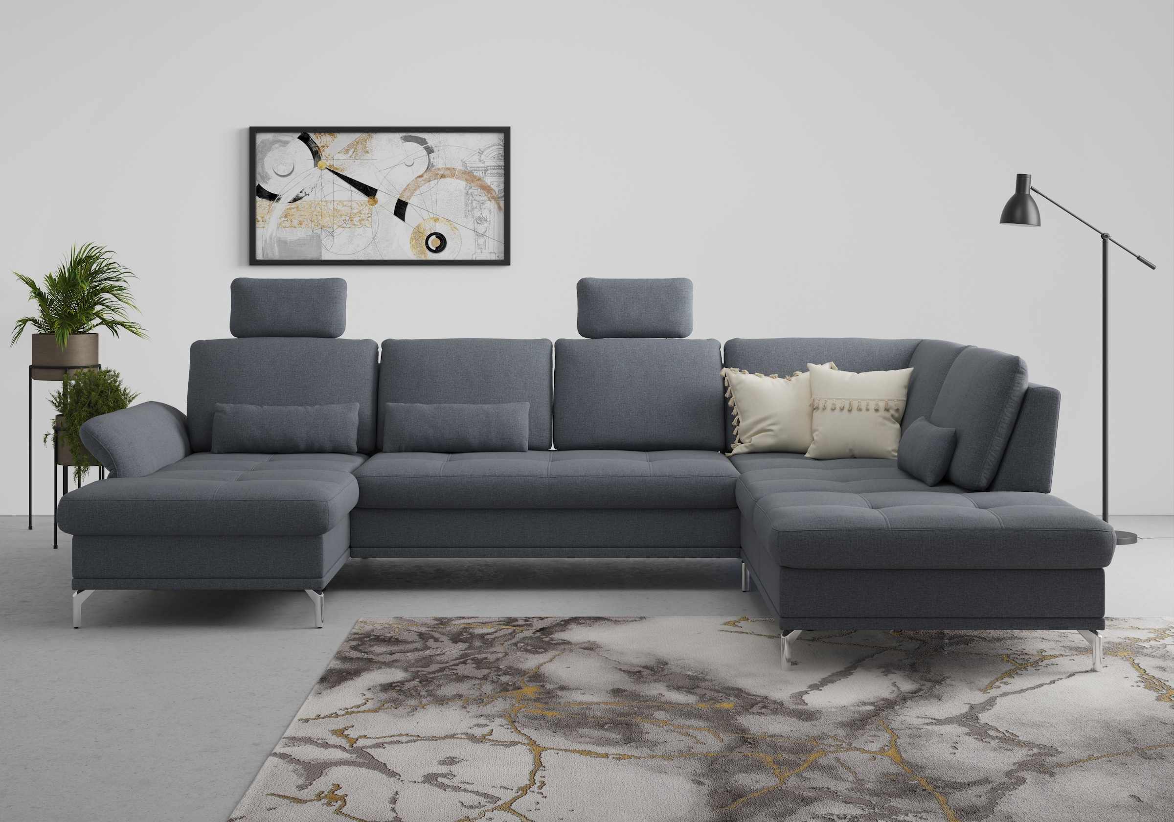 Home affaire Wohnlandschaft "Palm Beach U-Form" Federkern, mit Sitztiefenve günstig online kaufen