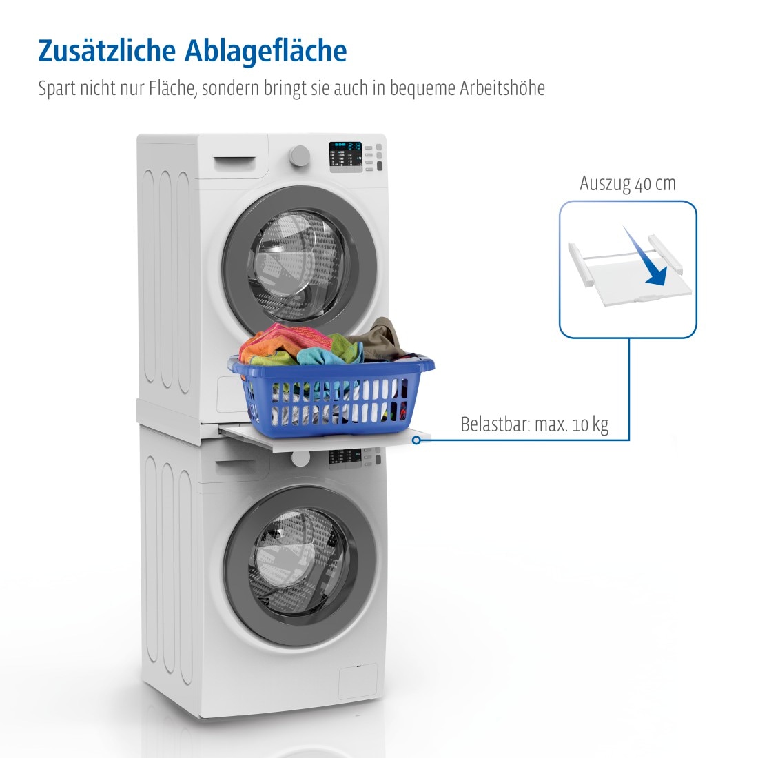 Xavax Zwischenbaurahmen »für Waschmaschinen und Trockner mit Zurrgurt,  Ablage«, Traglast Platte: 10 kg | BAUR