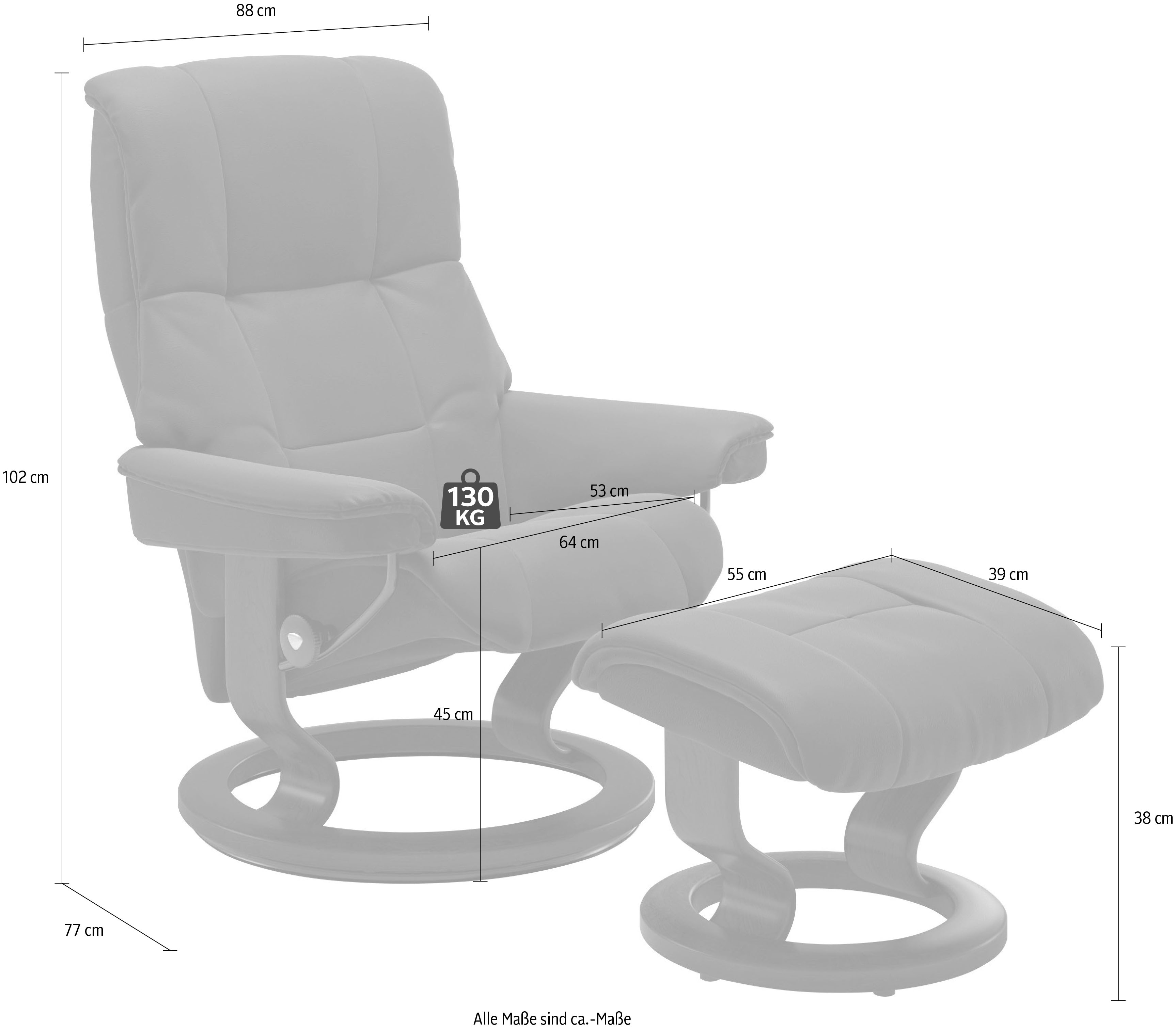 Stressless Relaxsessel "Mayfair" Relaxsessel mit Hocker, mit Hocker, mit Classic Base, Größe S, M & L, Gestell Schwarz