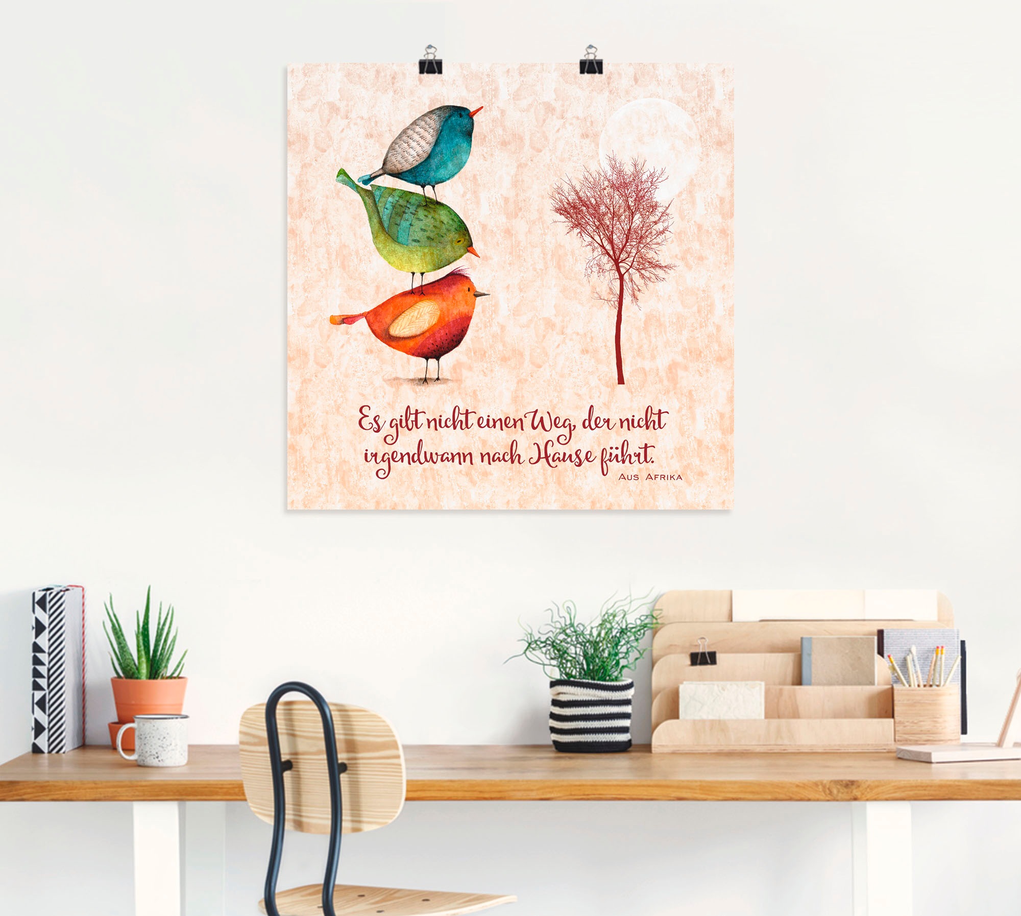 Artland Wandbild »Lebensweisheit Zu Hause«, Tiere, (1 St.), als Leinwandbild, Poster, Wandaufkleber in verschied. Größen
