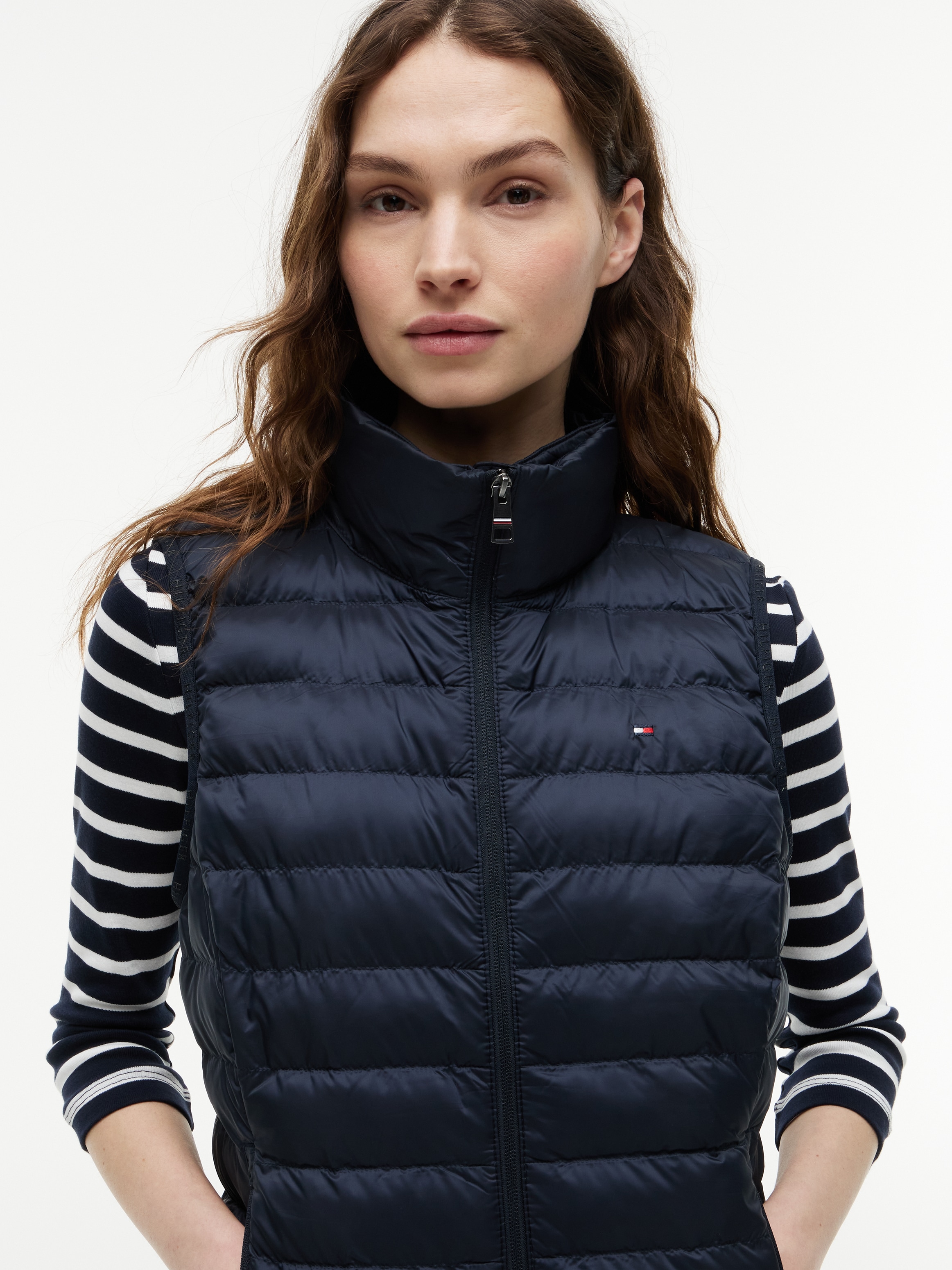 Tommy Hilfiger Steppweste »LW PADDED GLOBAL STRIPE VEST« Global Serie TH WOMEN,  abnehmbare Kapuze, Übergangsweste