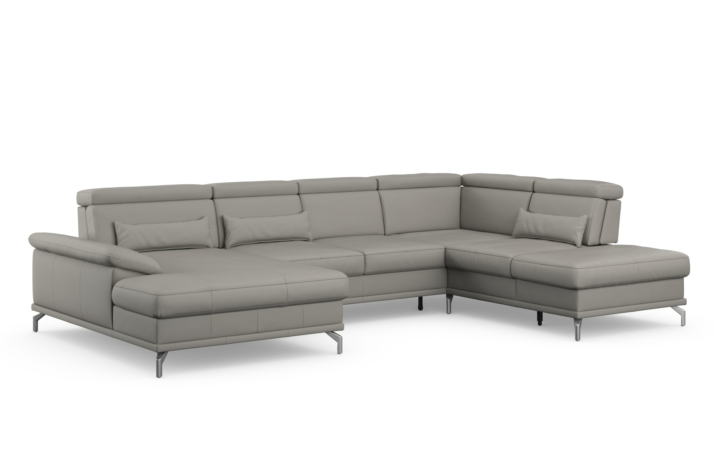 sit&more Wohnlandschaft »Cabrio U-Form, mit Sitztiefenverstellung, Arm- und Kopfteilverstellung«, 3 Nierenkissen, Federkern, optional Bettfunktion und Stauraum