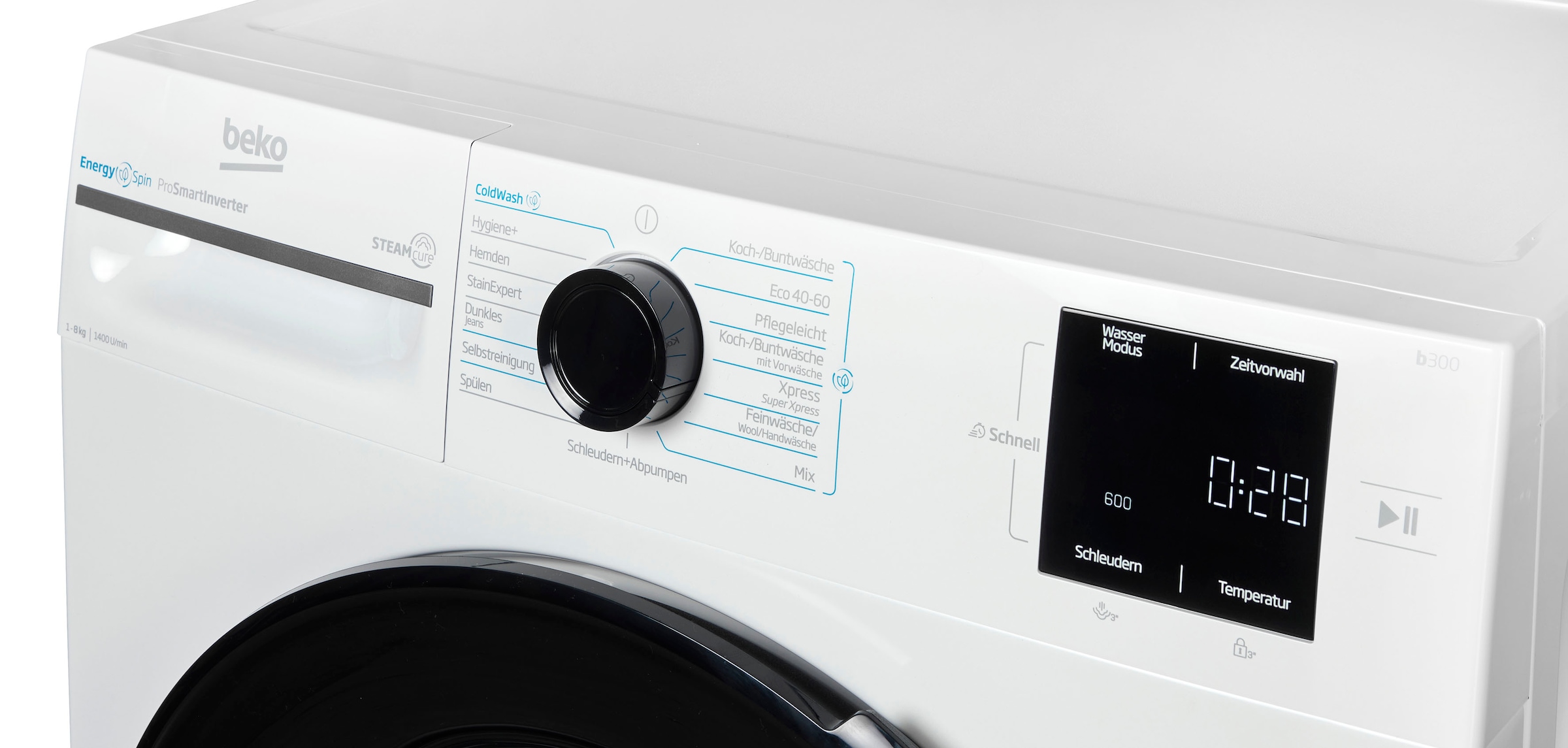 BEKO Waschmaschine »BM3WFU3841X«, 8 kg, 1400 U/min, Waschen mit EnergySpin: Bis zu 35 % Energie sparen – nicht nur in Eco