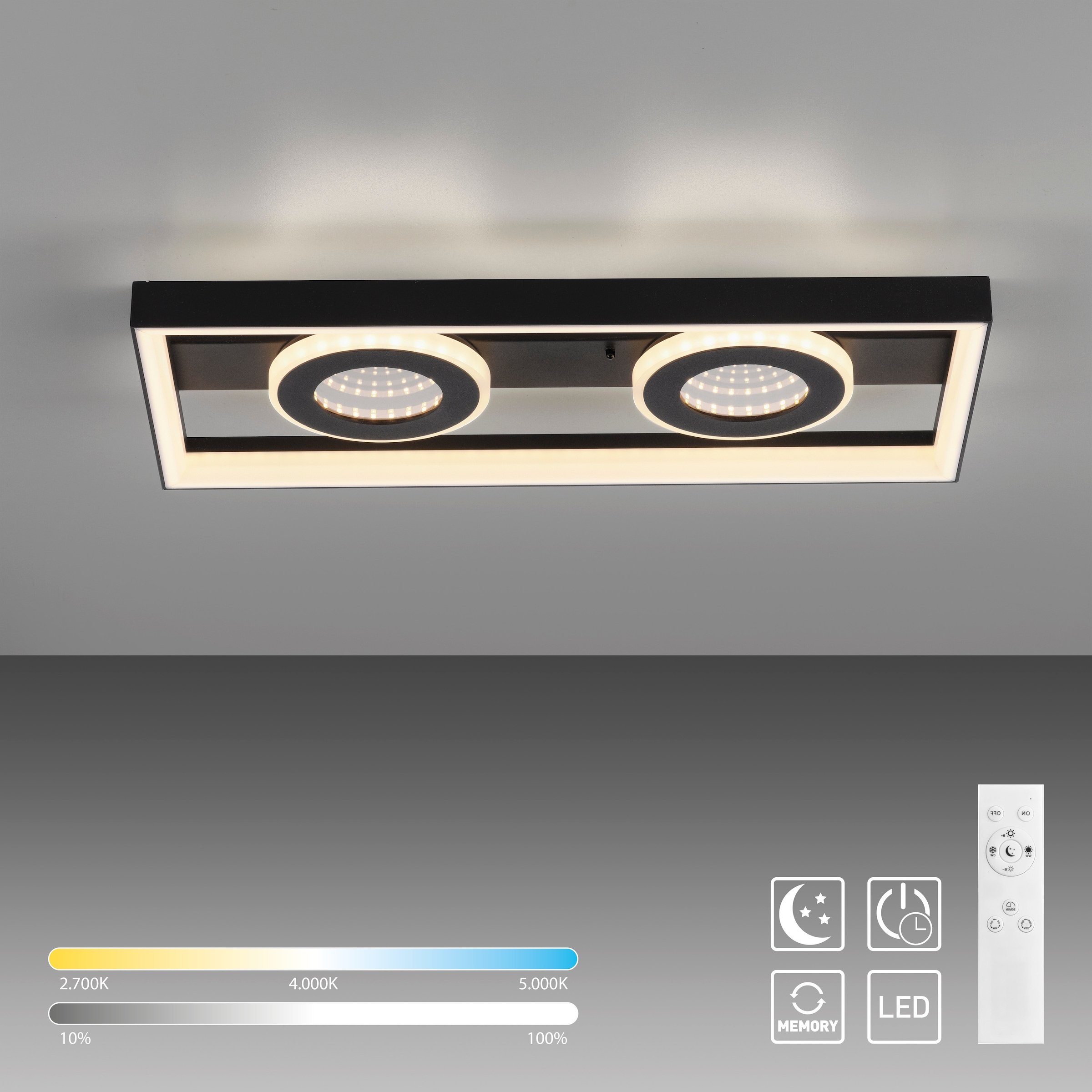 Paul Neuhaus Deckenleuchte »TRAFORO«, 1 flammig, Leuchtmittel LED-Board | LED fest integriert, CCT - über Fernbedienung, dimmbar über Fernbedienung, Memory