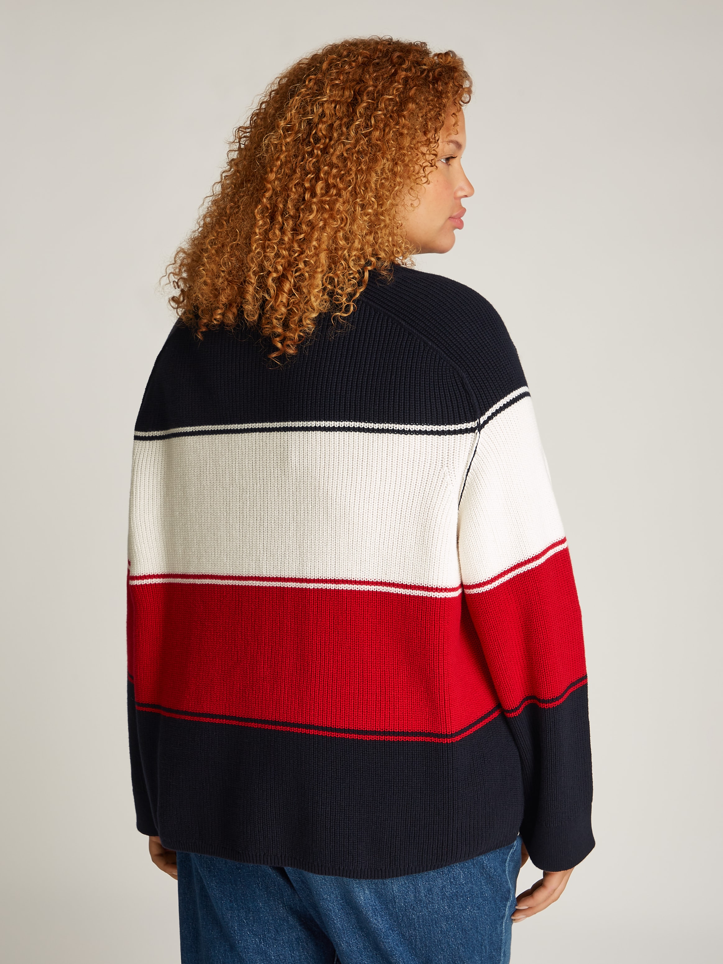 Tommy Hilfiger Curve Rundhalspullover »CRV CO CARDI STITCH C-NK SWT«, Große Größen