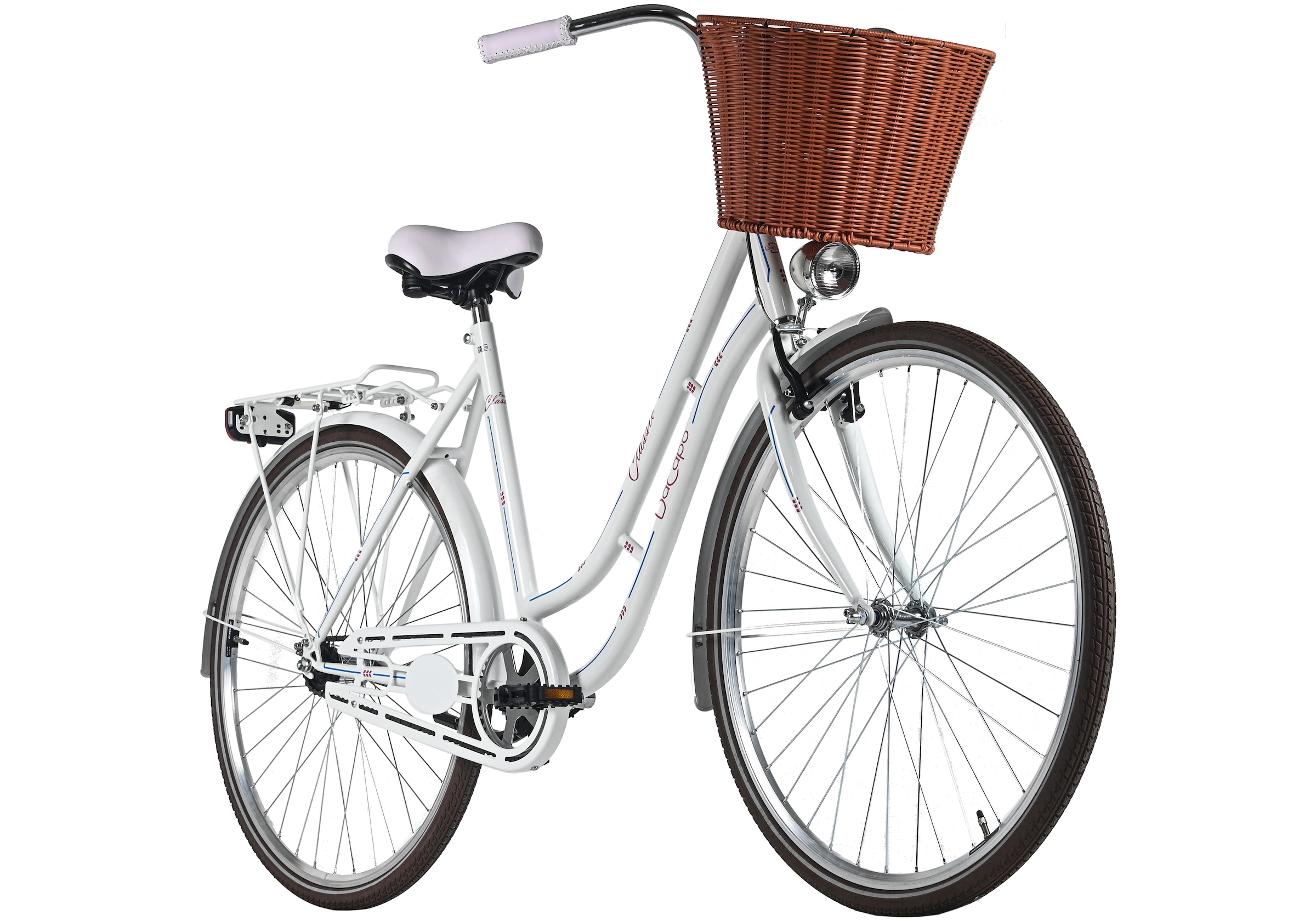 Dacapo Cityrad »Damenrad 28'' Classic Premium Weiß 1 Gang RH 53 cm mit Korb« 1 Gang ohne Schaltung