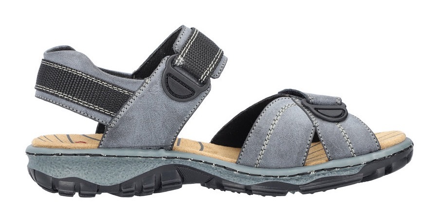 Sandale RIEKER, Damen, Gr. 37, blau, Lederimitat, Textil, Schuhe Sandale, Sommerschuh, Outdoorschuh, Keilabsatz, in Trekking-Optik 3