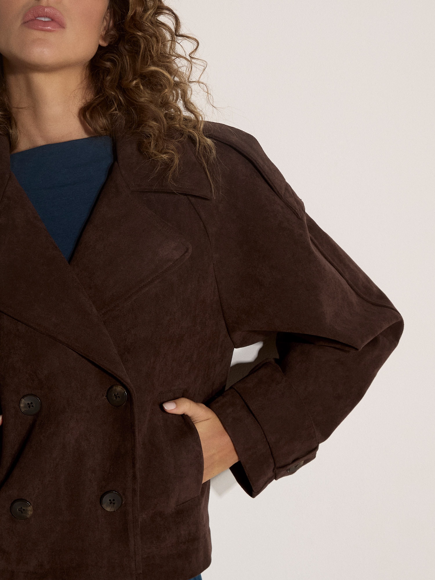 Apricot Kurzjacke »Kurze Trenchcoat-Jacke« aus Suedette