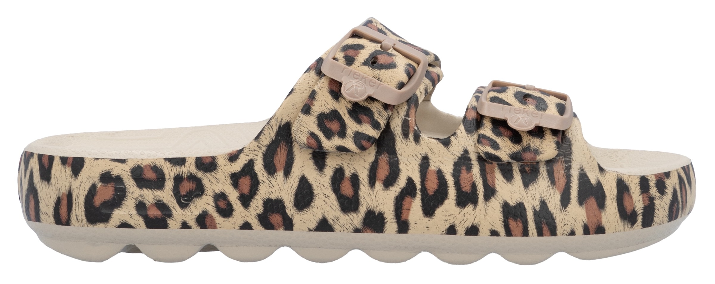 RIEKER Sport Pantolette, Sommerschuh, Strandschuh, Hausschuh mit zwei verstellbaren Schnallen