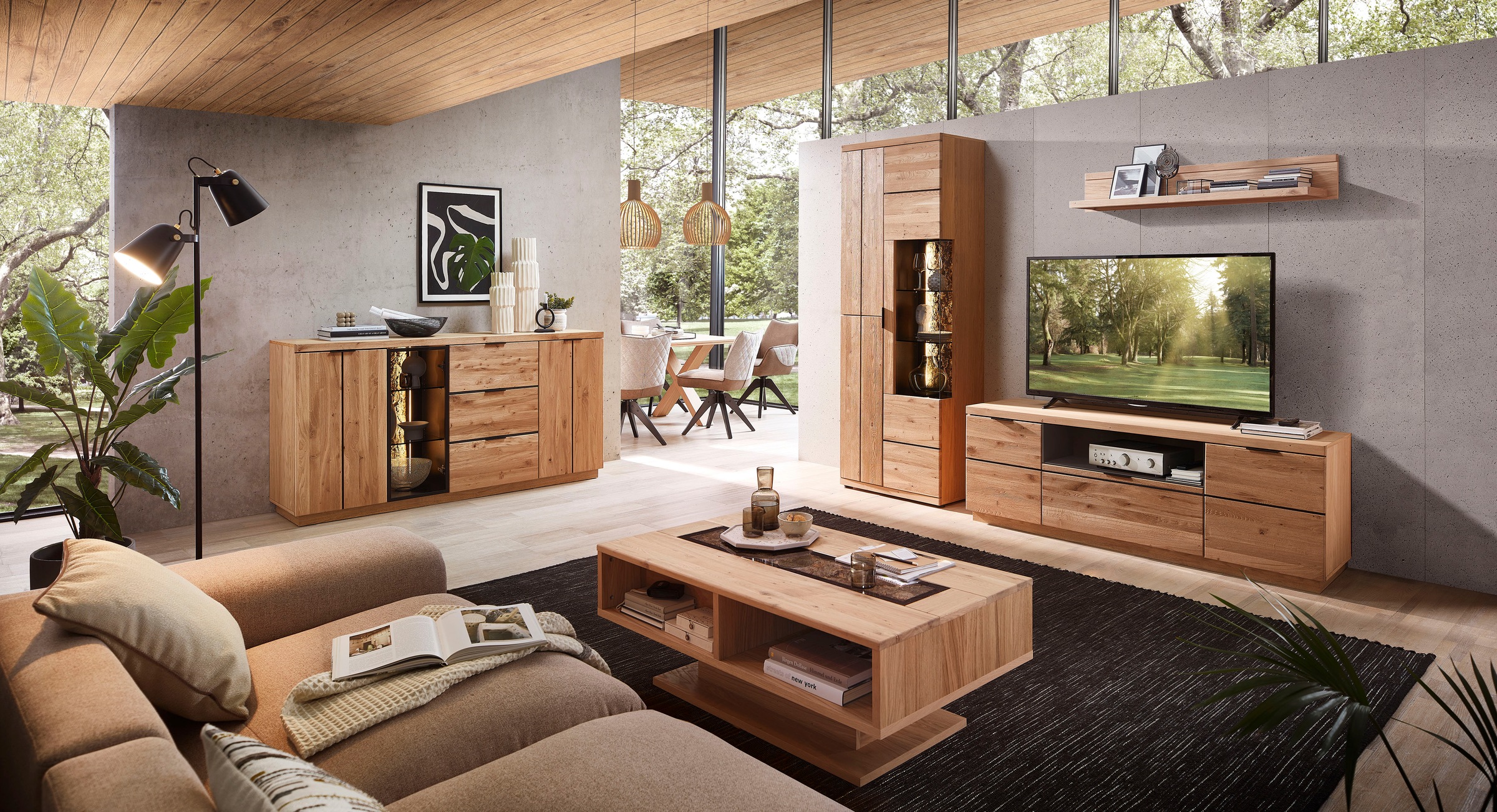 Innostyle Wohnwand »Donna Wohnwand, 290x207x50 (BxHxT) Echtkork Absetzung« 3 Stk. tlg.