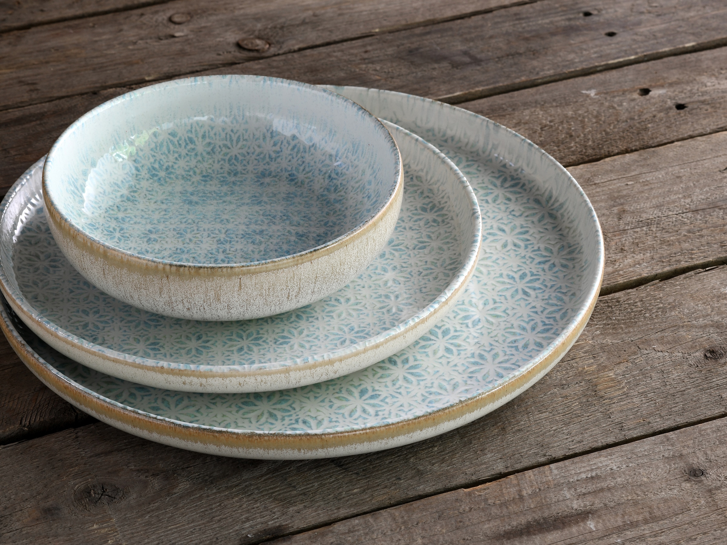 CreaTable Teller-Set »Uno Emiliana, Tellerset 12-tlg«, (Set, 12 tlg.), Shabby Look, Vintage Style