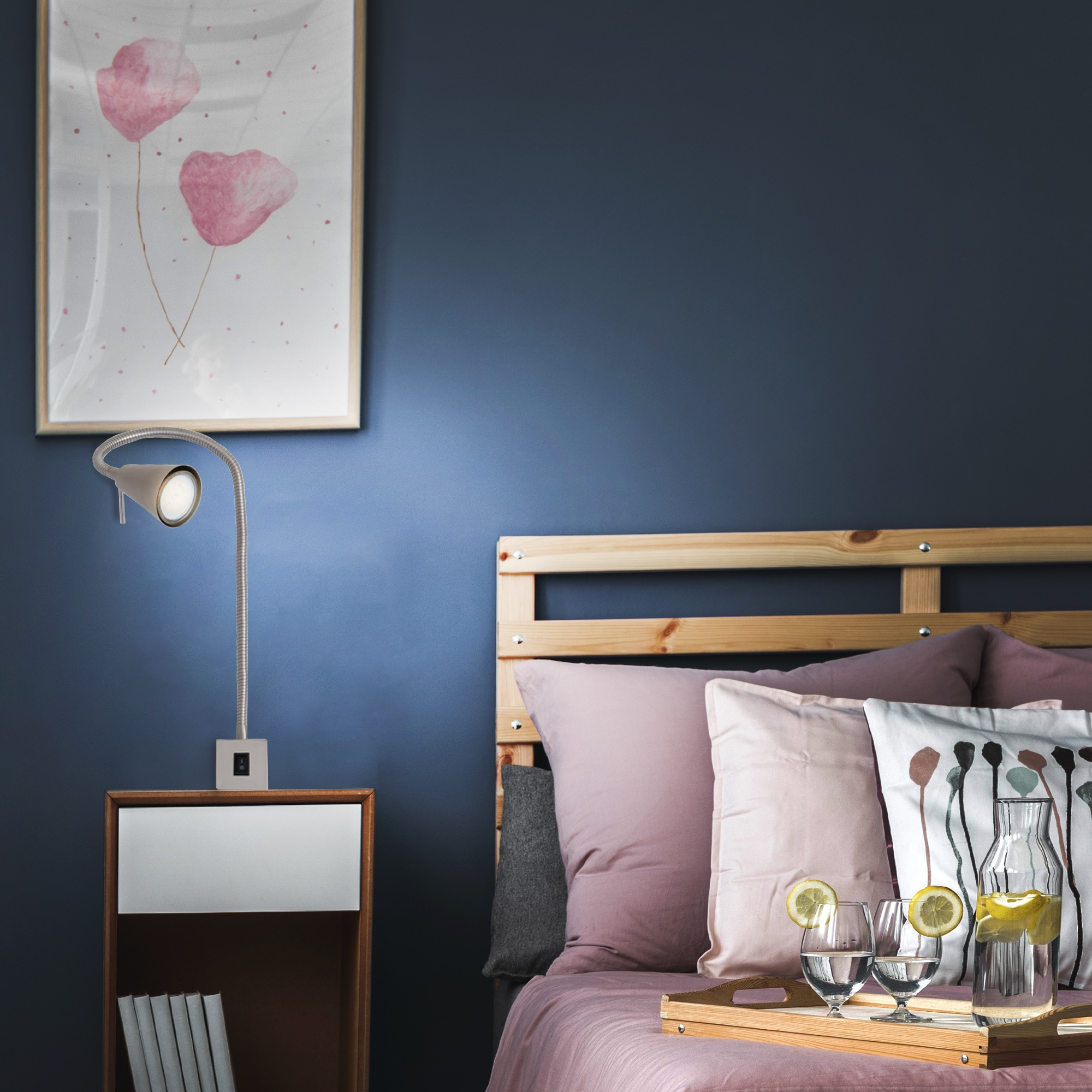 Briloner Leuchten LED Wandleuchte »2er Set LED Bettleuchte Schlafzimmer Wohnzimmer Matt-Nickel«, 2er Set LED Bettleuchte Schlafzimmer Wohnzimmer Matt-Nickel