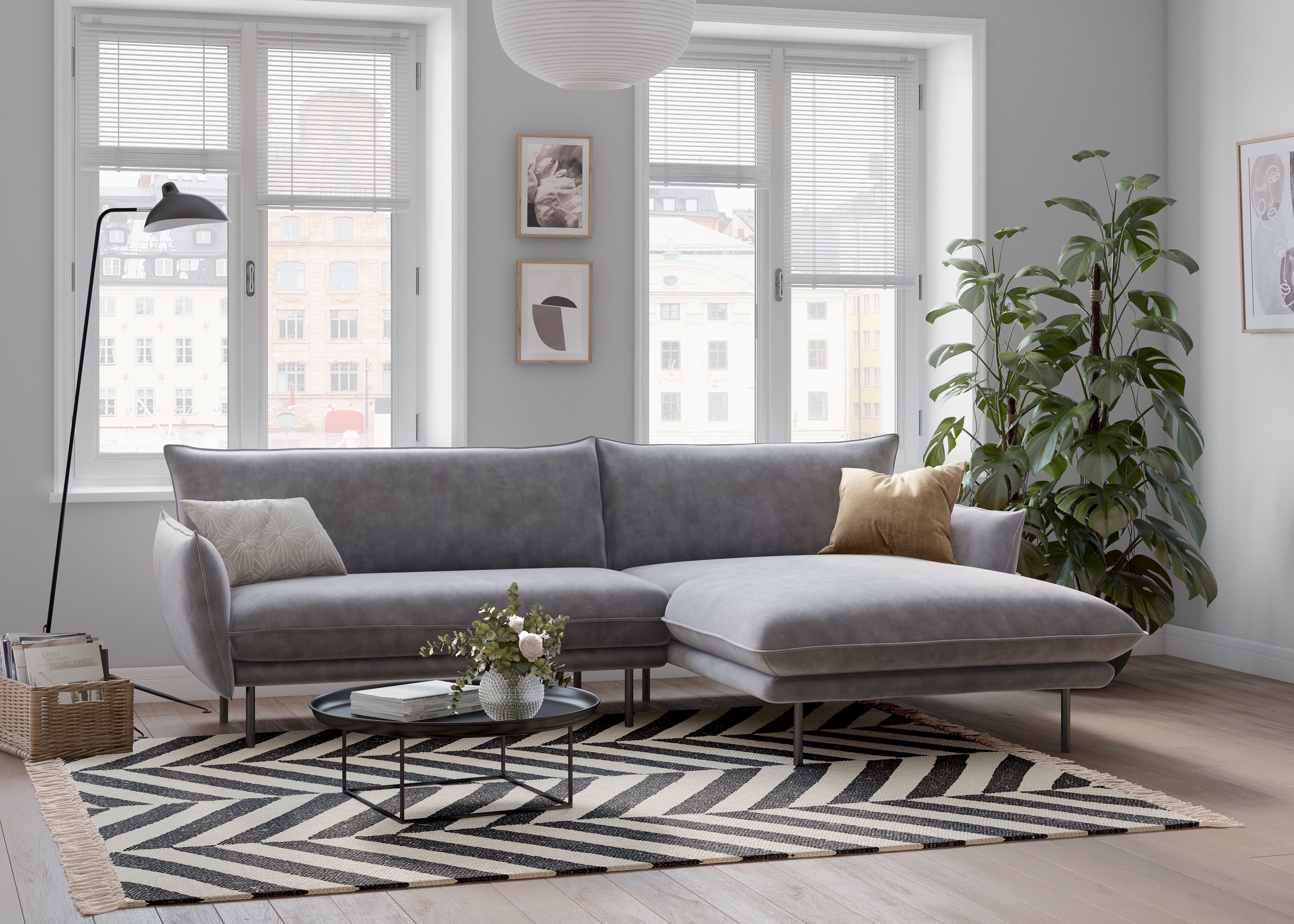 OTTO home Ecksofa "Stine L-Form" Besonderes Design durch Kissenoptik und Keder