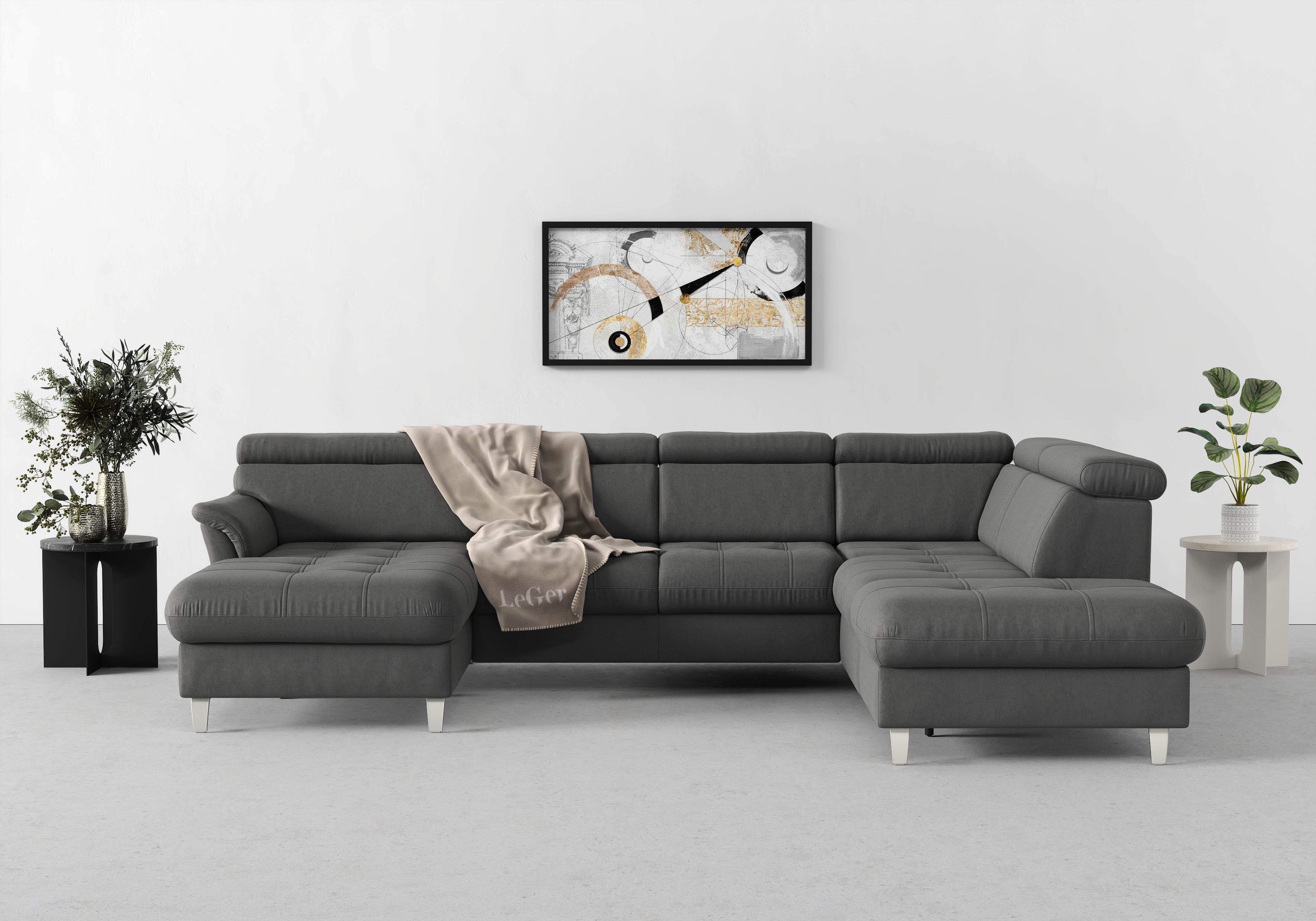 sit&more Wohnlandschaft "Marano U-Form" inklusive Kopfteilverstellung, optional Schlaffunktion & Bettkasten