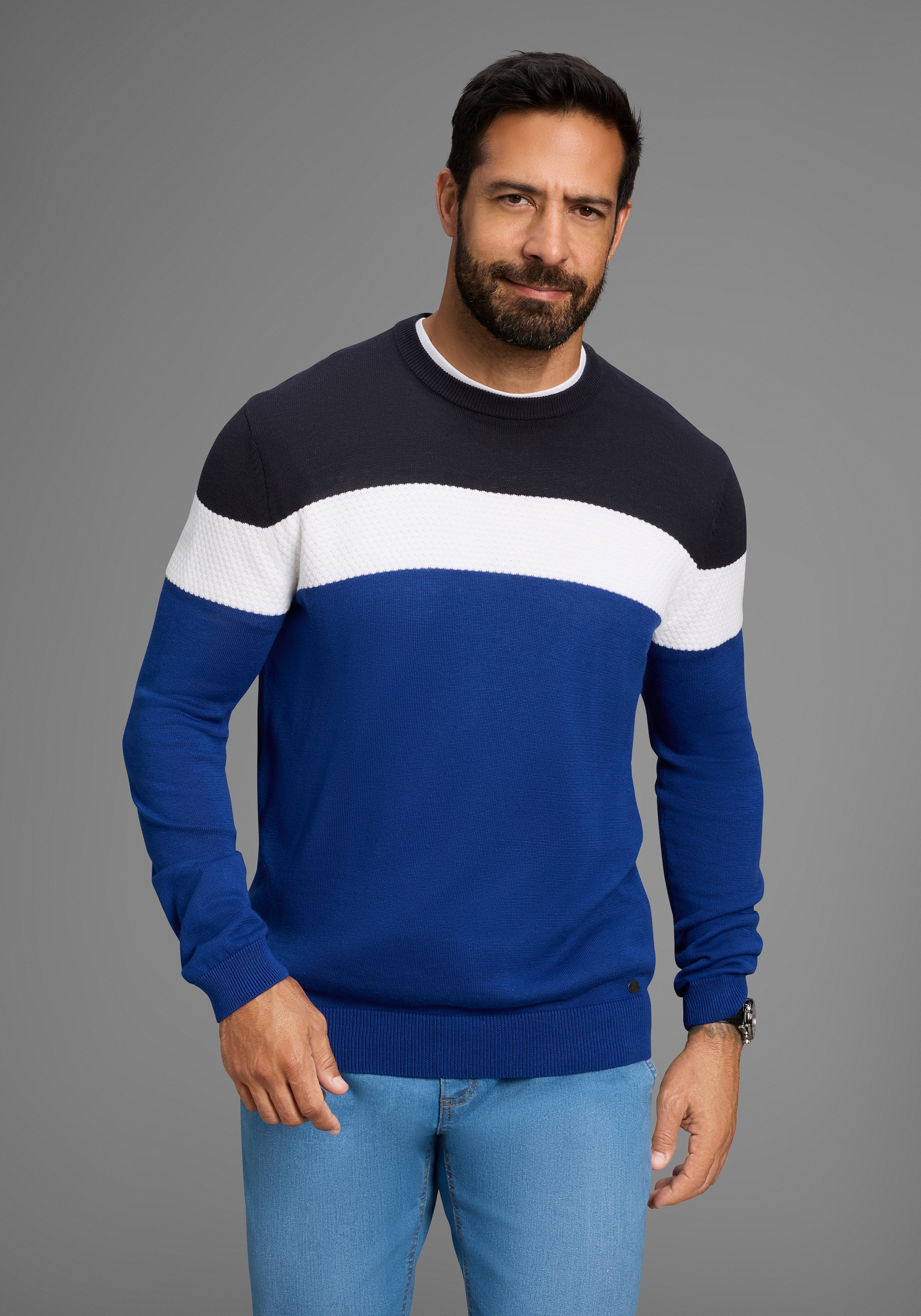 H.I.S Rundhalspullover "neue Farben", Colorblocking, in leichter Strickqual günstig online kaufen