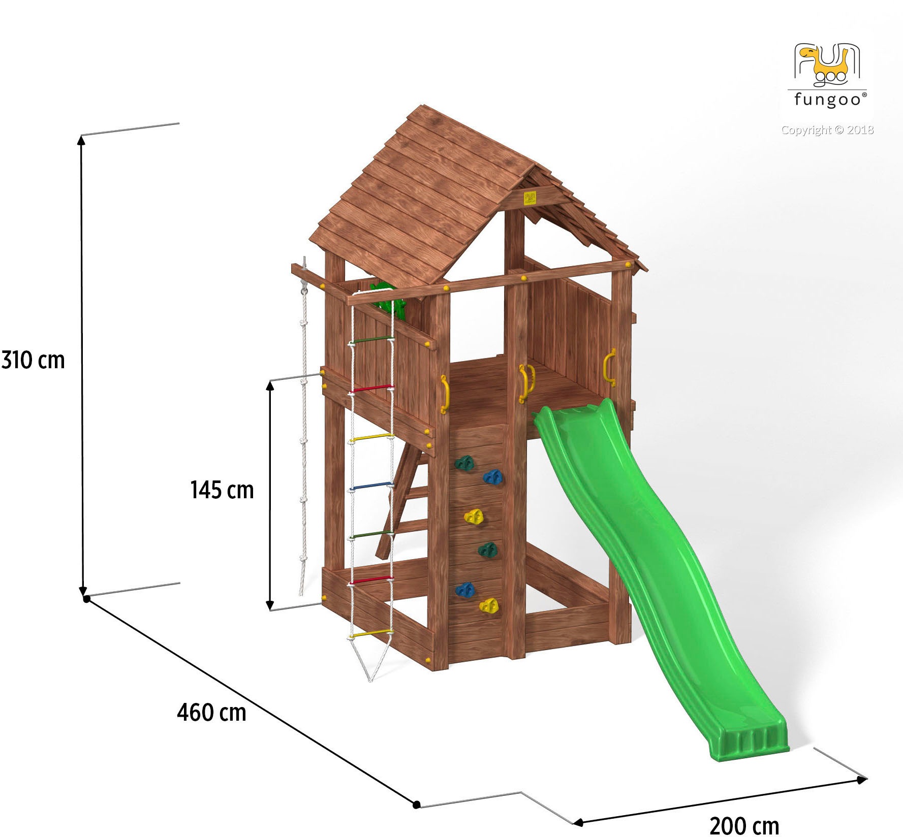 FUNGOO Spielturm »FORTRESS«, mit Schaukel & Rutsche