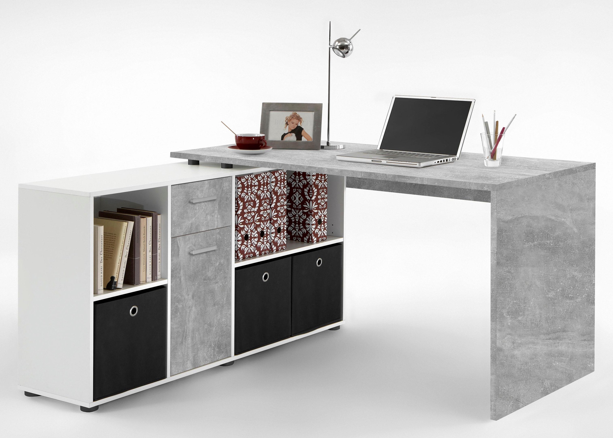 FMD Eckschreibtisch "Lex, Schreibtisch / Sideboard,", variabel montierbar, günstig online kaufen