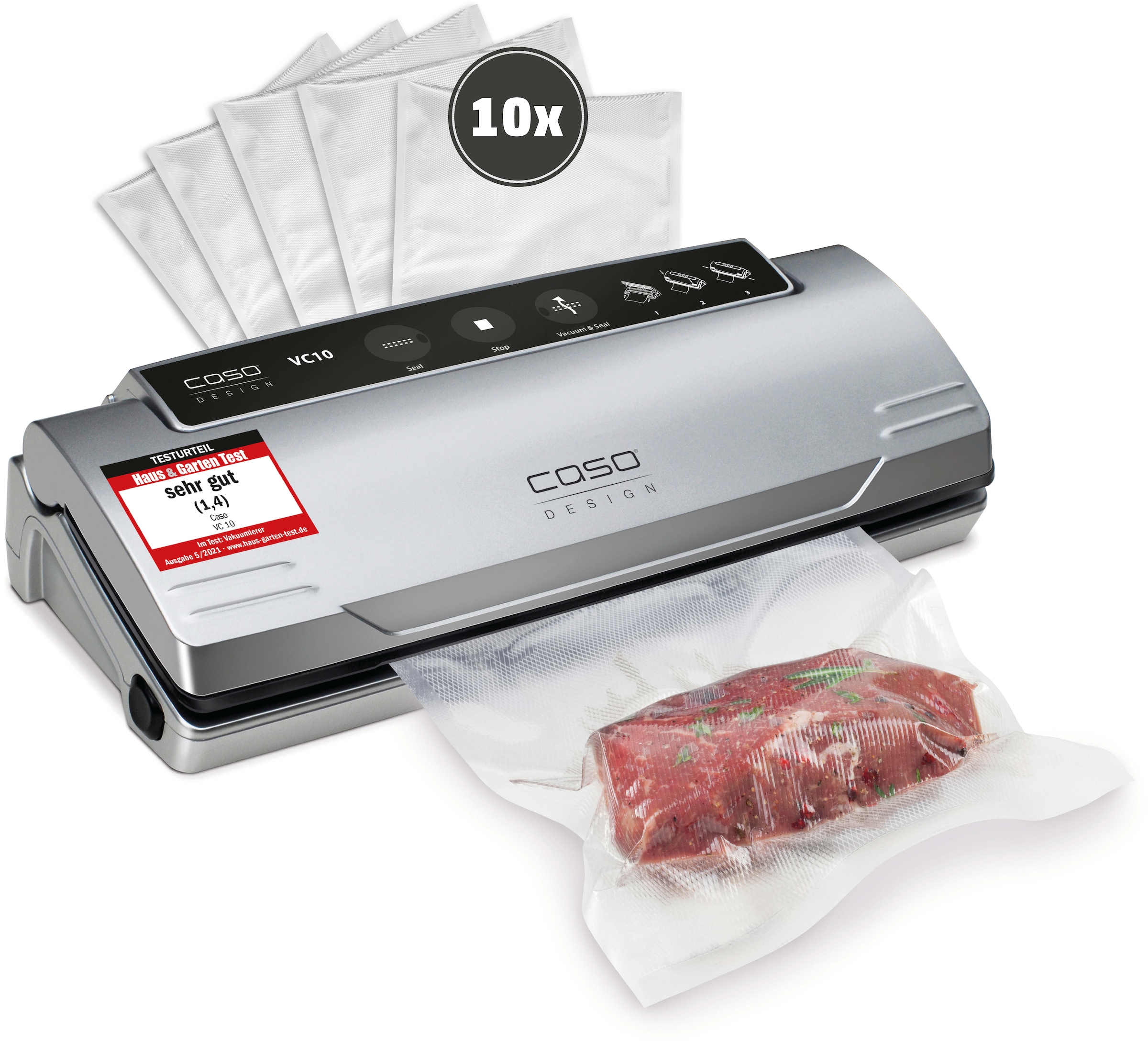 Caso Vakuumierer "VC10" Rollenbreite 30 cm 110 W inkl. 10 Profi-Beutel, separate Schweißfunktion