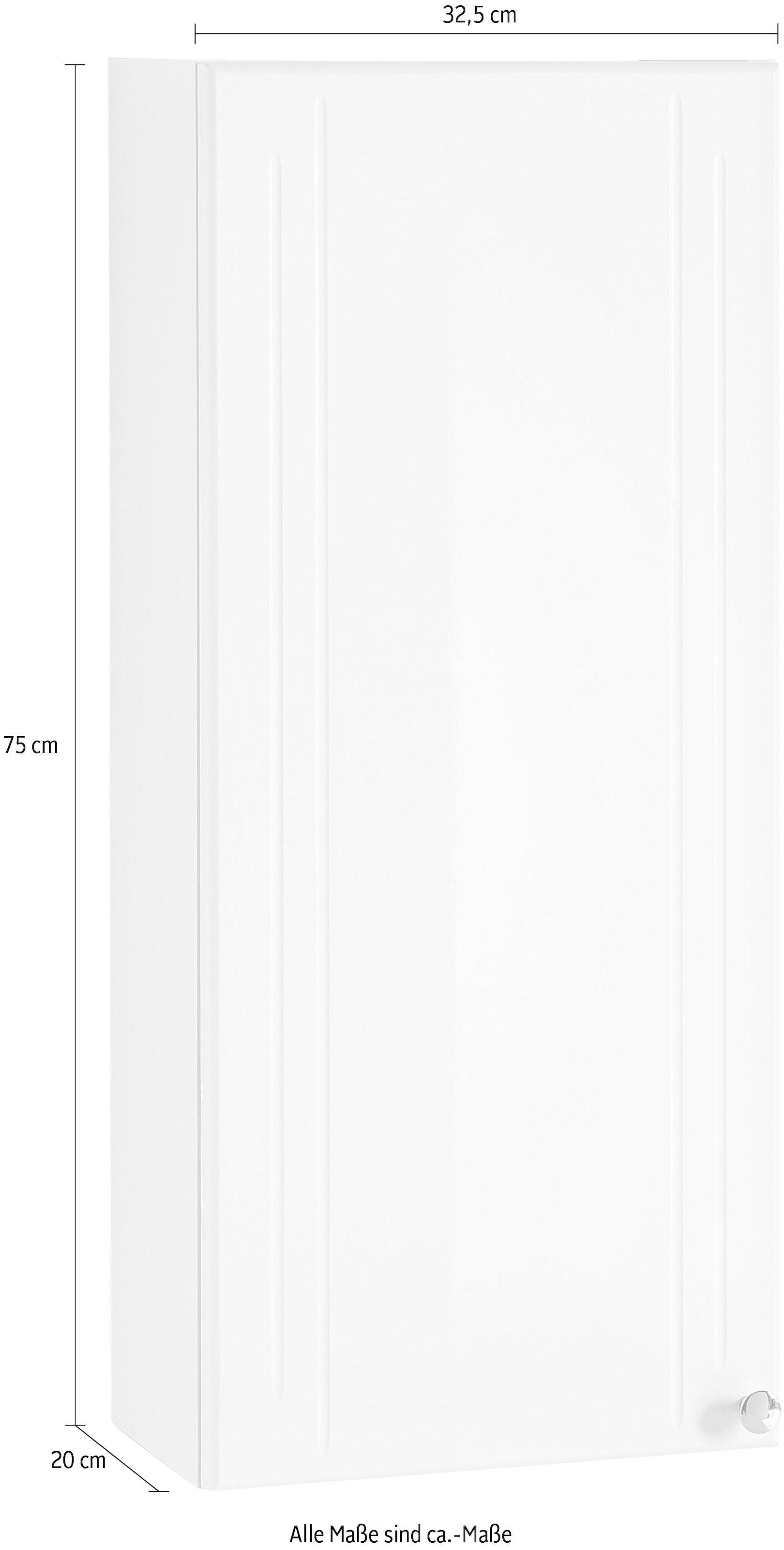 Saphir Hängeschrank »Quickset 955 Wand-Badschrank 32,5 cm breit mit 1 Tür, 2 Einlegeböden«, Badezimmer-Hängeschrank, Weiß Hochglanz, Griffe in Chrom Glanz