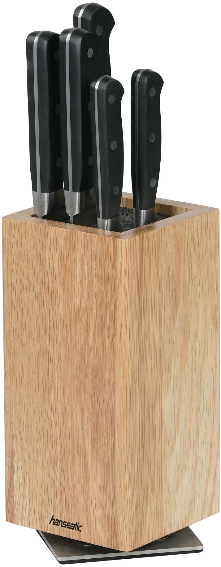 Hanseatic Magnet-Messerblock »hanseatic PREMIUM, aus Holz, Messerblock Set, 6-tlg.« 6 Stk. elegantes Design, herausnehmbarer Borsteneinsatz, 360-Grad-drehbar