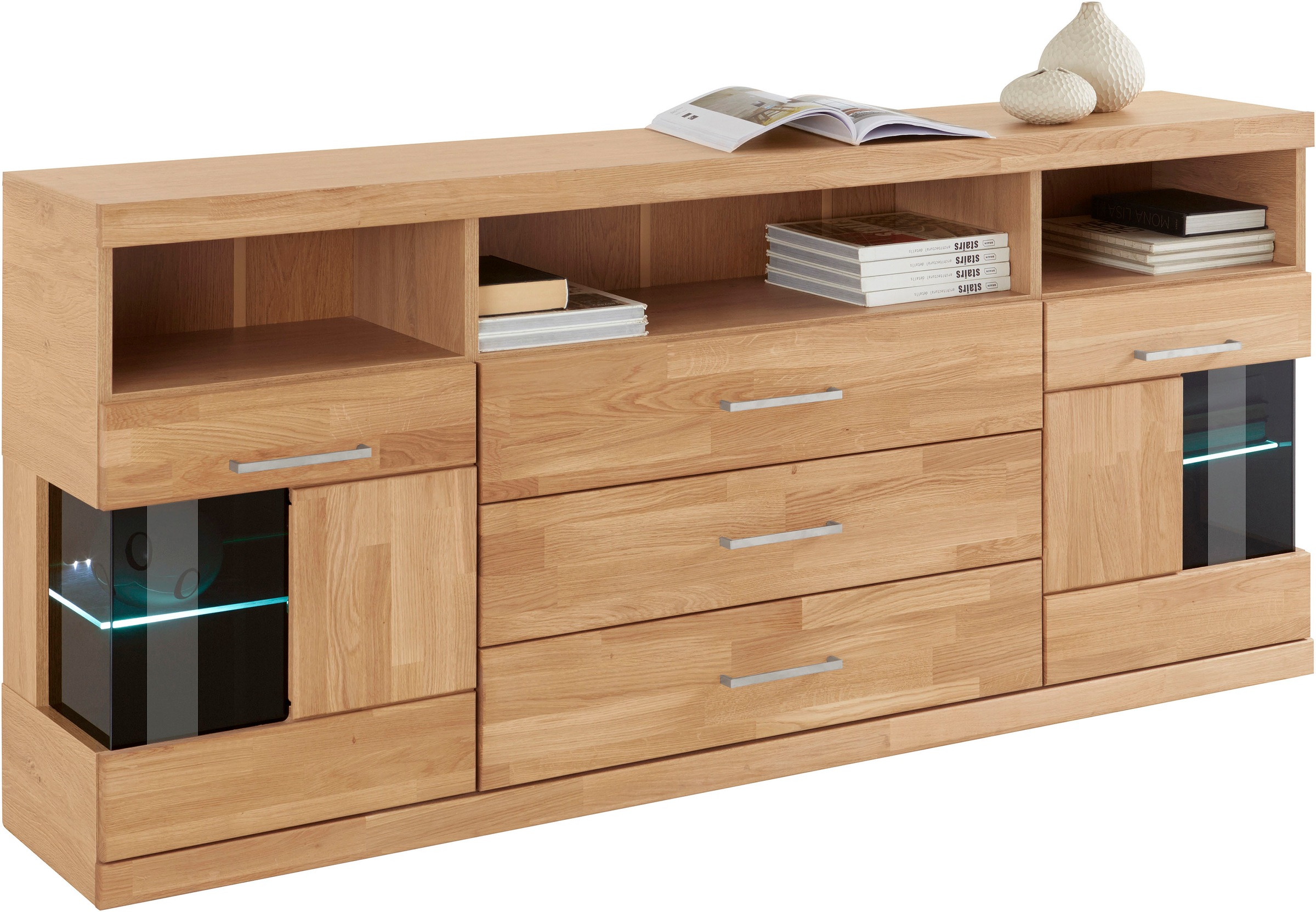Home affaire Sideboard "Ribe,180cm breit, Fronten Massivholz,7 Fächer,Böden günstig online kaufen
