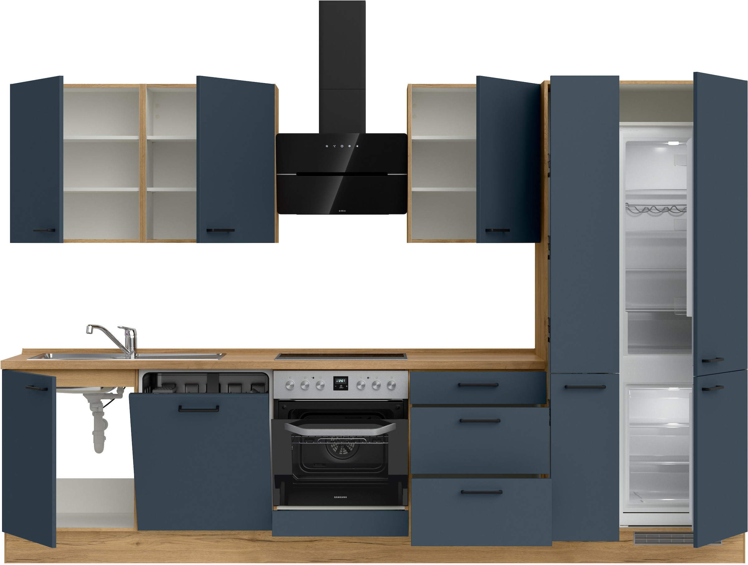 nobilia® Küchenzeile »"Easytouch II"«, vormontiert, Ausrichtung wählbar, Breite 330 cm, wahlw. mit E-Geräten