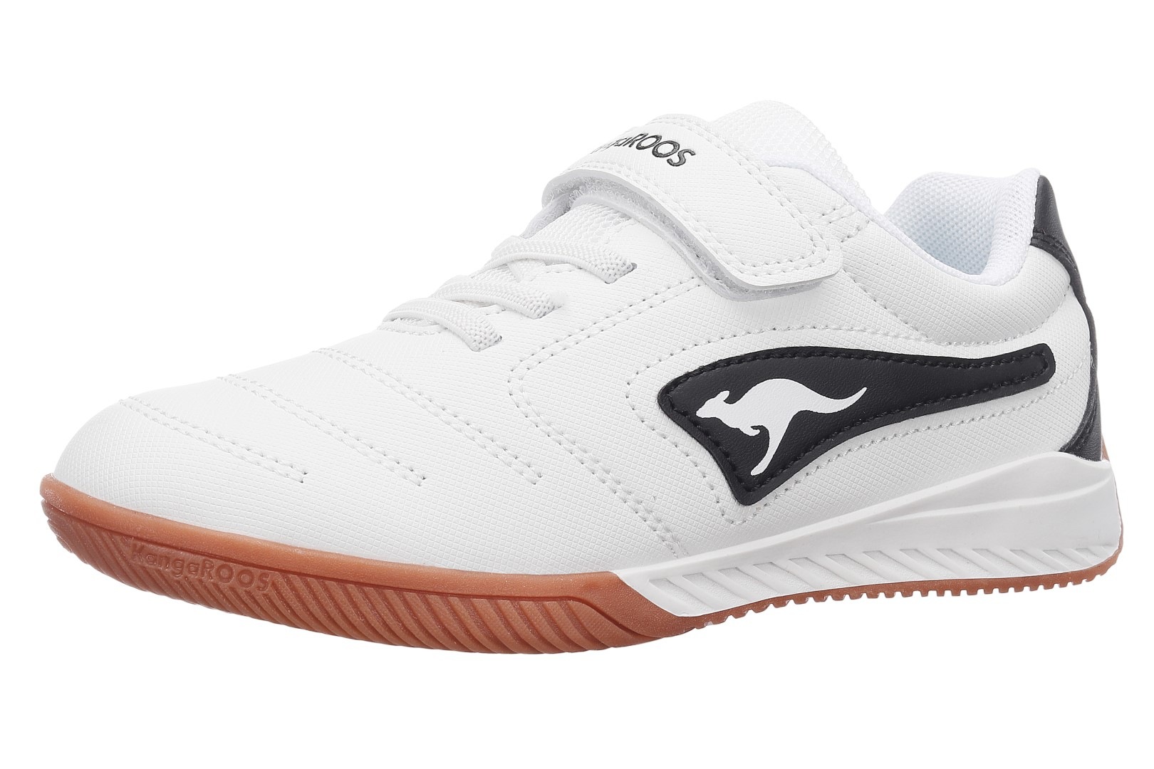Indoorschuh KANGAROOS "K5-DRIB EV", Mädchen, Gr. 36, schwarz-weiß (weiß, jet schwarz), Synthetik, Schuhe, Hallenschuh, Sportschuhe, nicht abfärbende Sohle