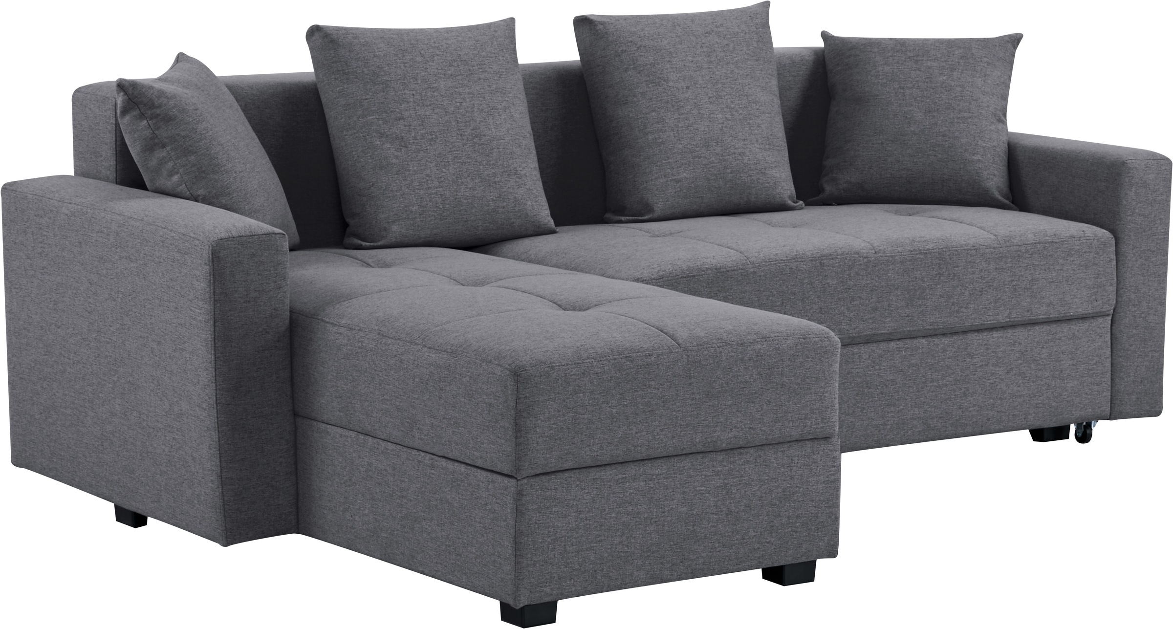 Thumbnail - Ecksofa "KILLAM, 217 cm, L-Form, mit Schlaffunktion u. Bettkasten" Recamiere rechts / links montierbar, in Cord und Webs...