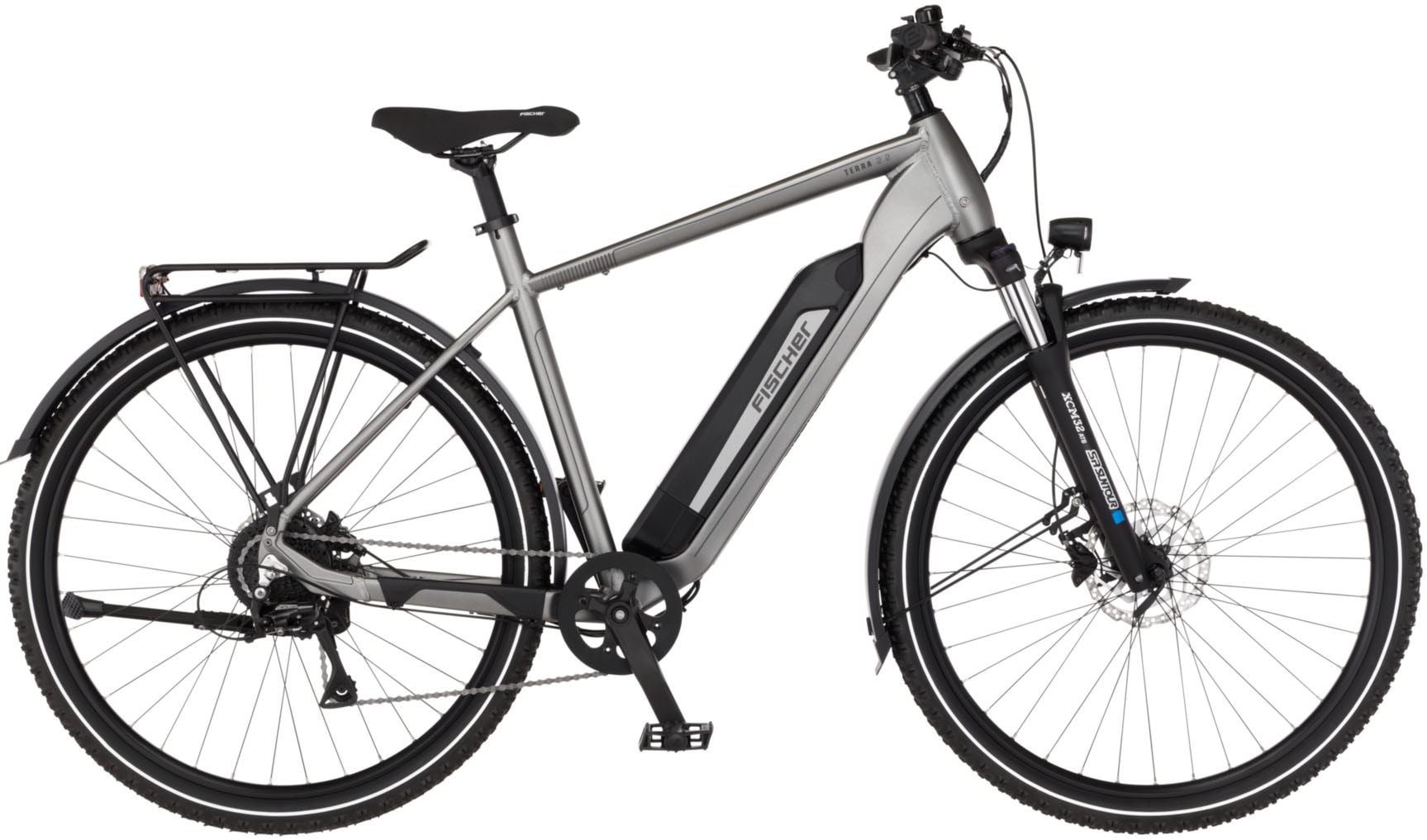 FISCHER Fahrrad "TERRA 2.2 688 55 ACTIVE" 8 Gang Shimano ACERA Schaltwerk Heckmotor mit Akku-Ladegerät mit Werkzeug, Pedelec, Elektrofahrrad für Damen und Herren