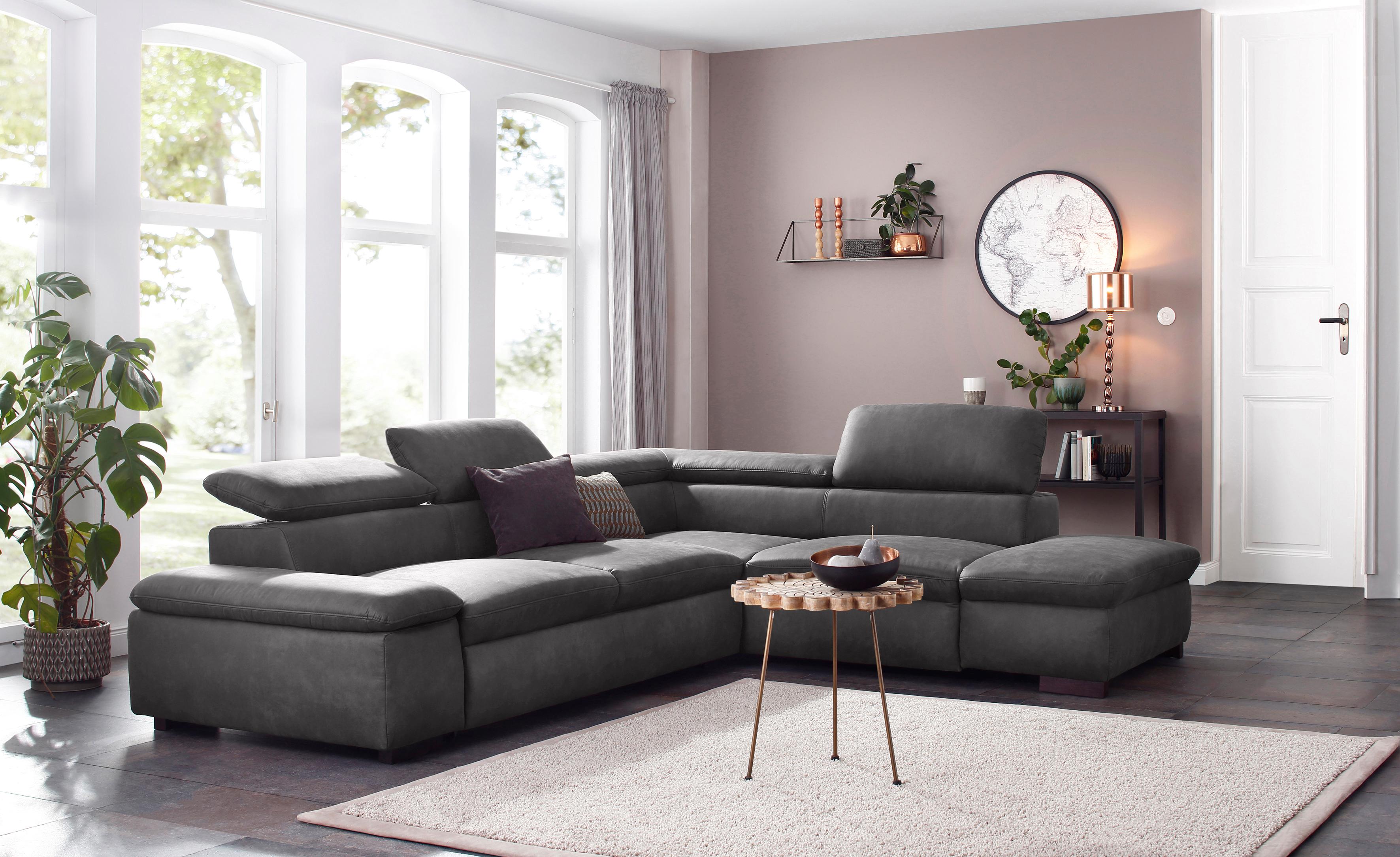 OTTO home Ecksofa "Alberto L-Form" mit Kopfteilverstellung, wahlweise mit Schlaffunktion
