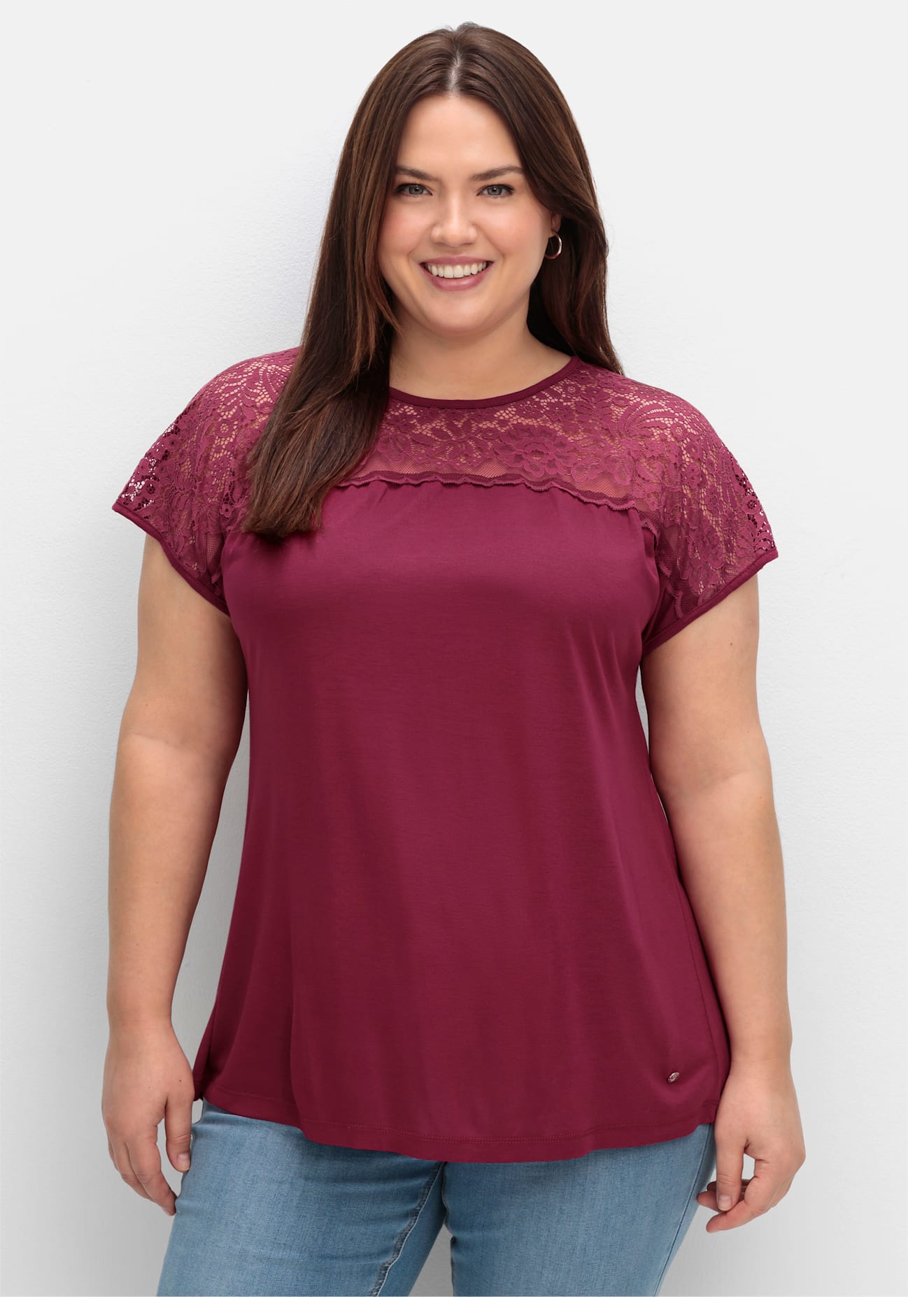 Sheego Spitzenshirt "Spitzenshirt" 1 Stk.