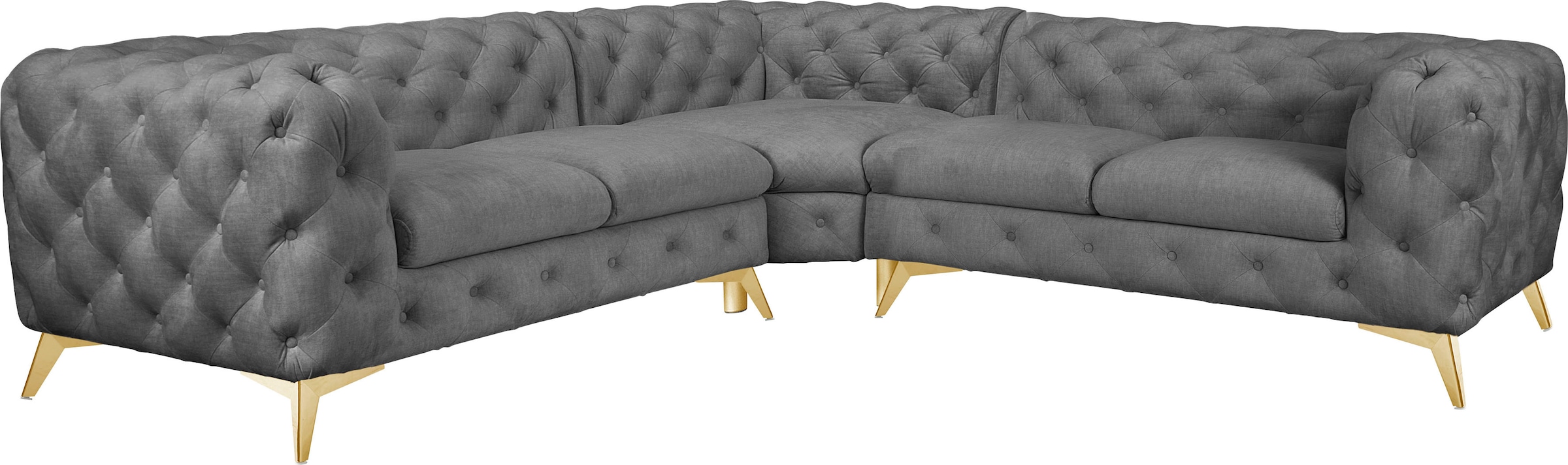 Leonique Chesterfield-Sofa "Ecksofa GLYNIS L-Form mit Wellenunterfederung, günstig online kaufen