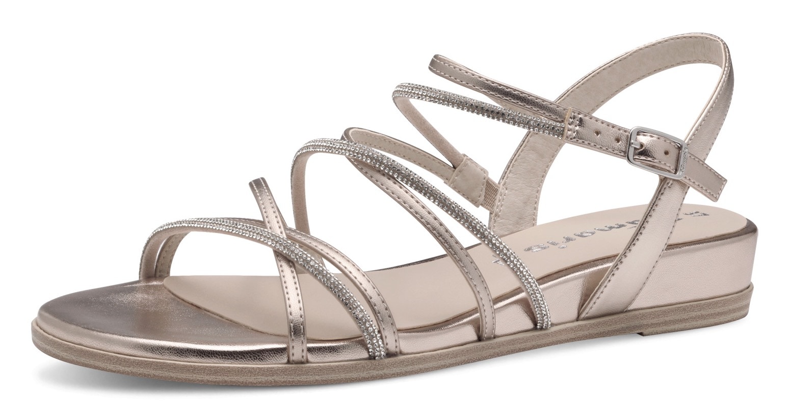 Tamaris, Riemchensandale, Sommerschuh mit glitzernden Strasssteinchen