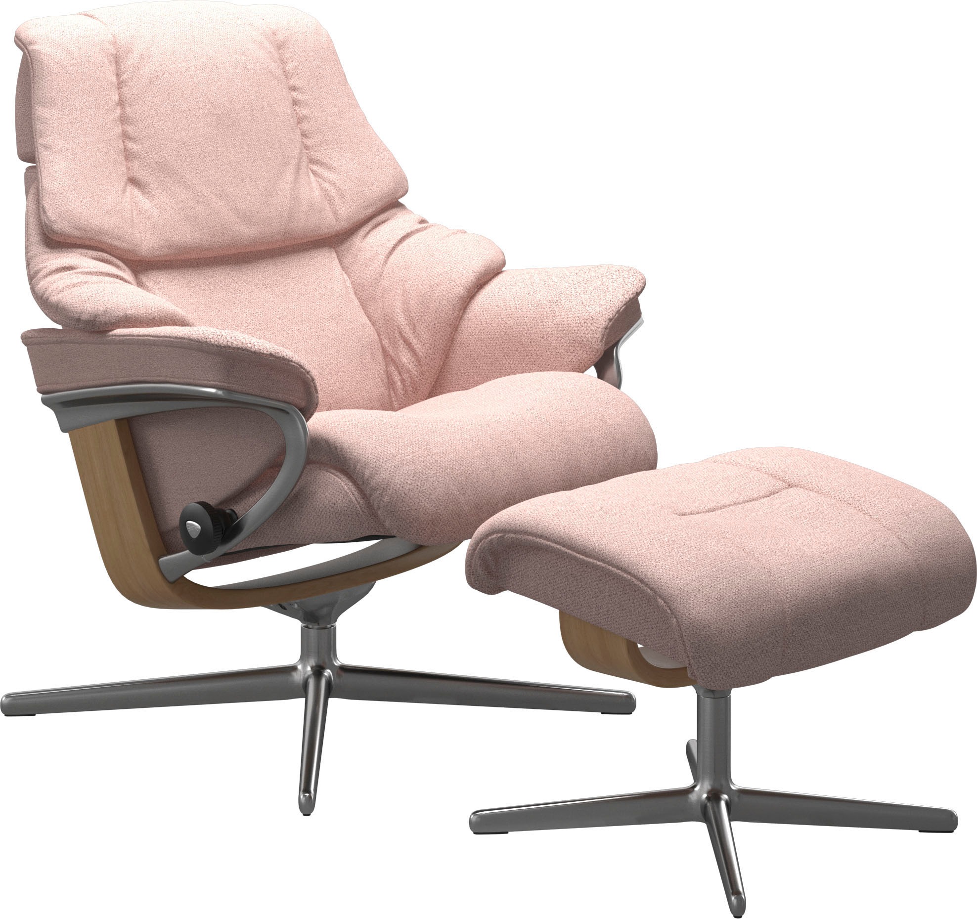 Stressless® Relaxsessel »Reno«, (Set, Relaxsessel mit Hocker), mit Hocker, mit Cross Base, Größe S, M & L, Holzakzent Eiche