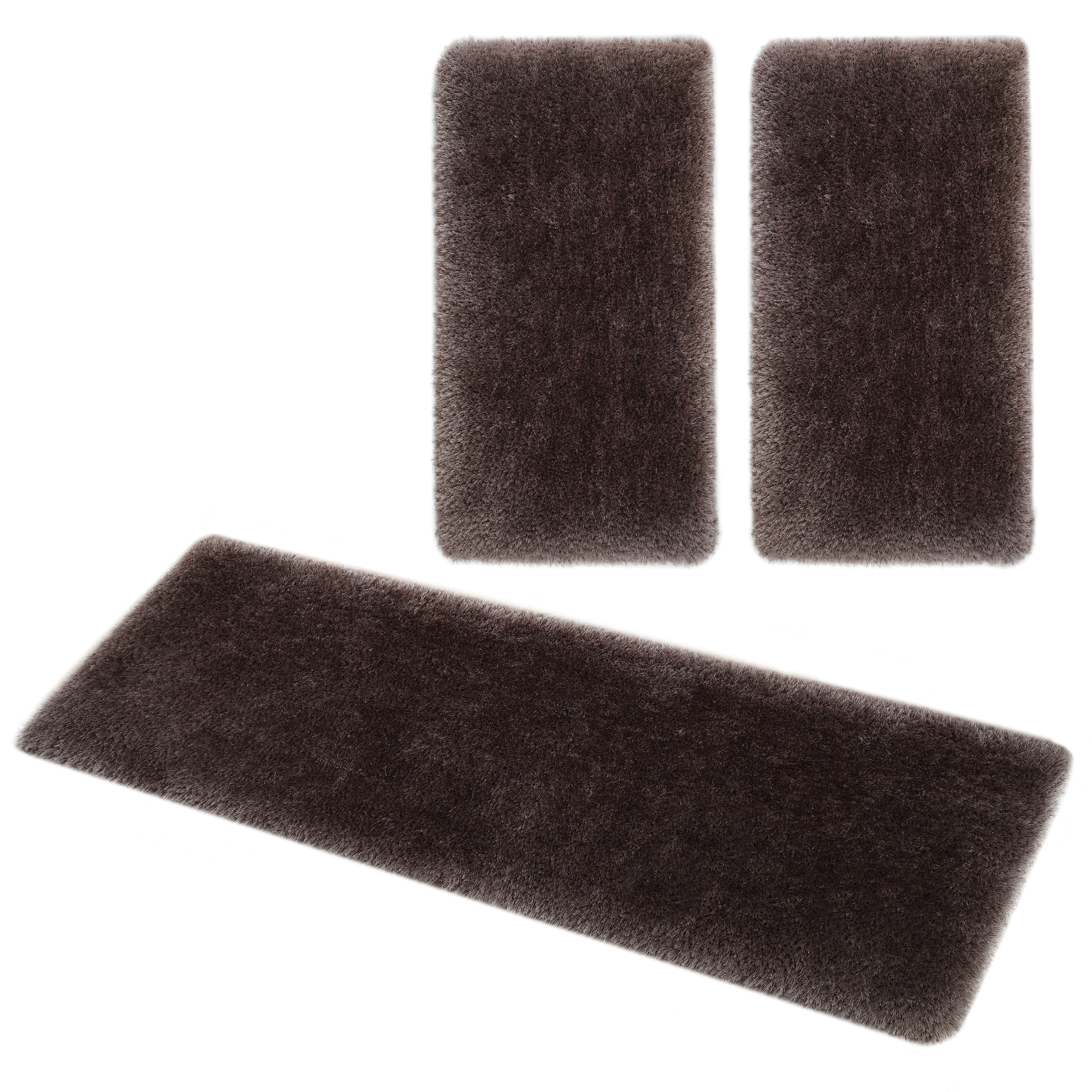 Guido Maria Kretschmer Home&Living Bettumrandung »Micro exclusiv Teppich, sehr hoher Flor, weich durch Mikrofaser«, (3 tlg.), Bettvorleger, Läufer-Set, weich, unifarben, Microfaser, Schlafzimmer