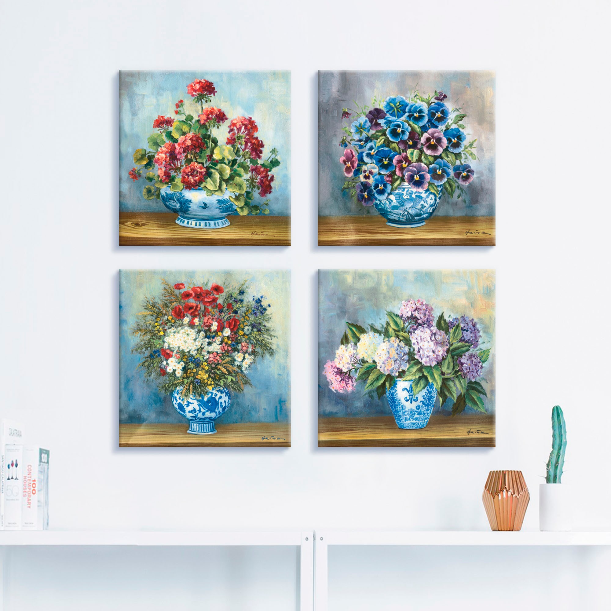 Artland Leinwandbild »Blumen Bouqets«, Blumen, (4 St.), 4er Set, verschiedene Größen