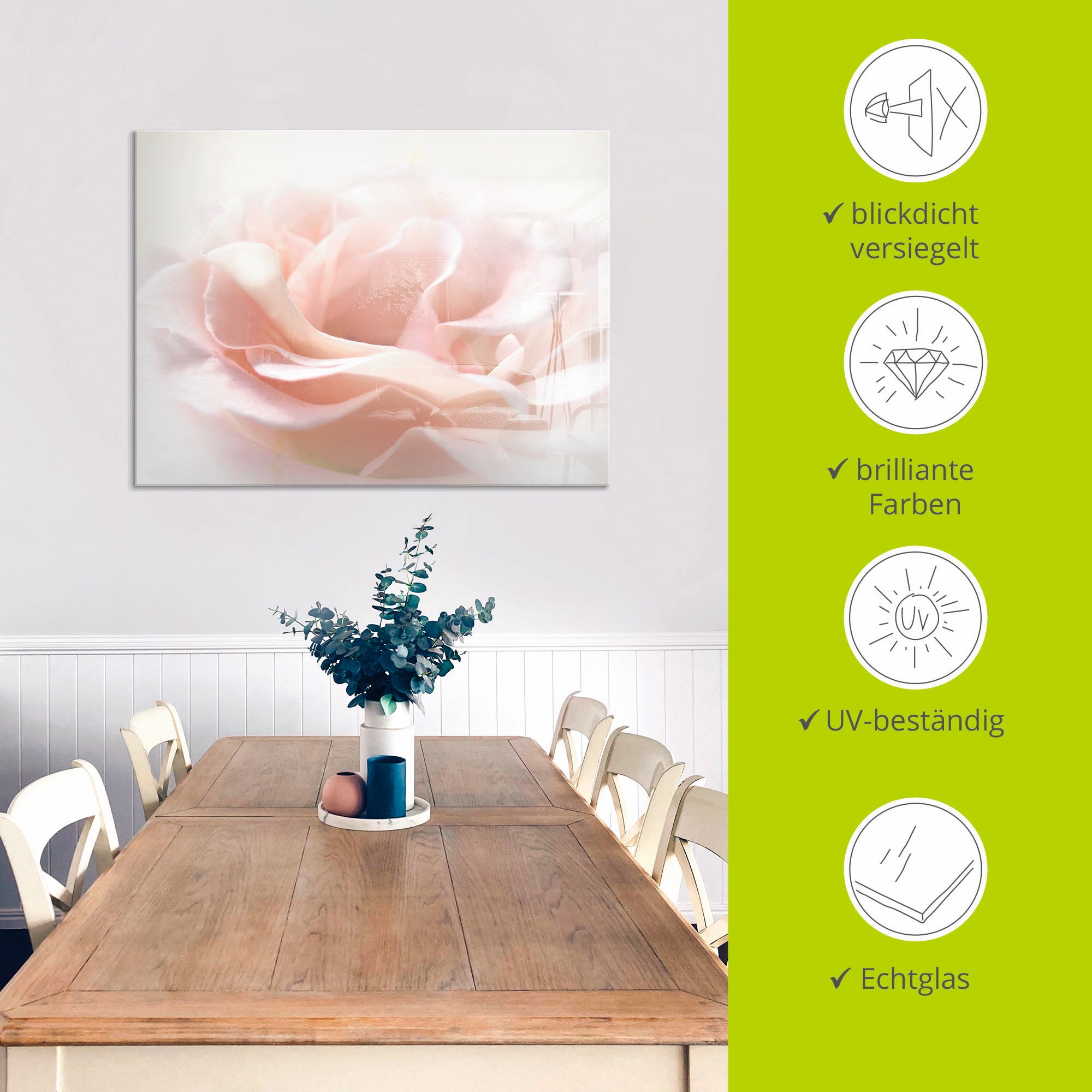 Artland Glasbild »Rose I«, Blumen, (1 St.), in verschiedenen Größen